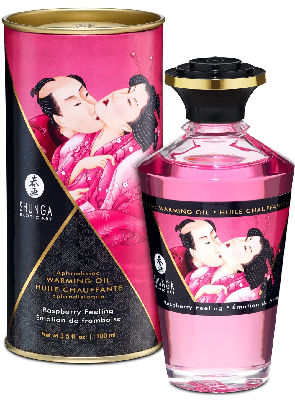 Huile de massage chauffante comestible framboise - Shunga – Image 2