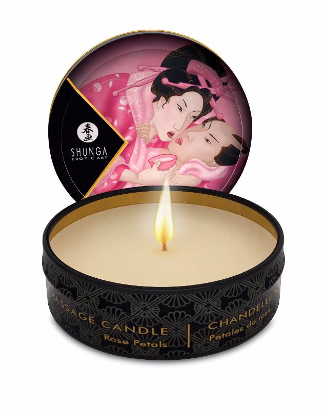 Mini bougie de massage parfum rose - Shunga – Image 2