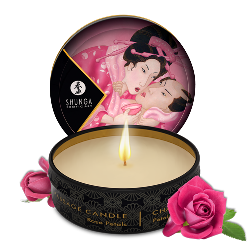 Mini bougie de massage parfum rose - Shunga