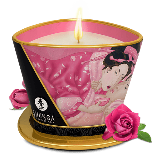 Bougie de massage sensuelle parfum rose - Shunga