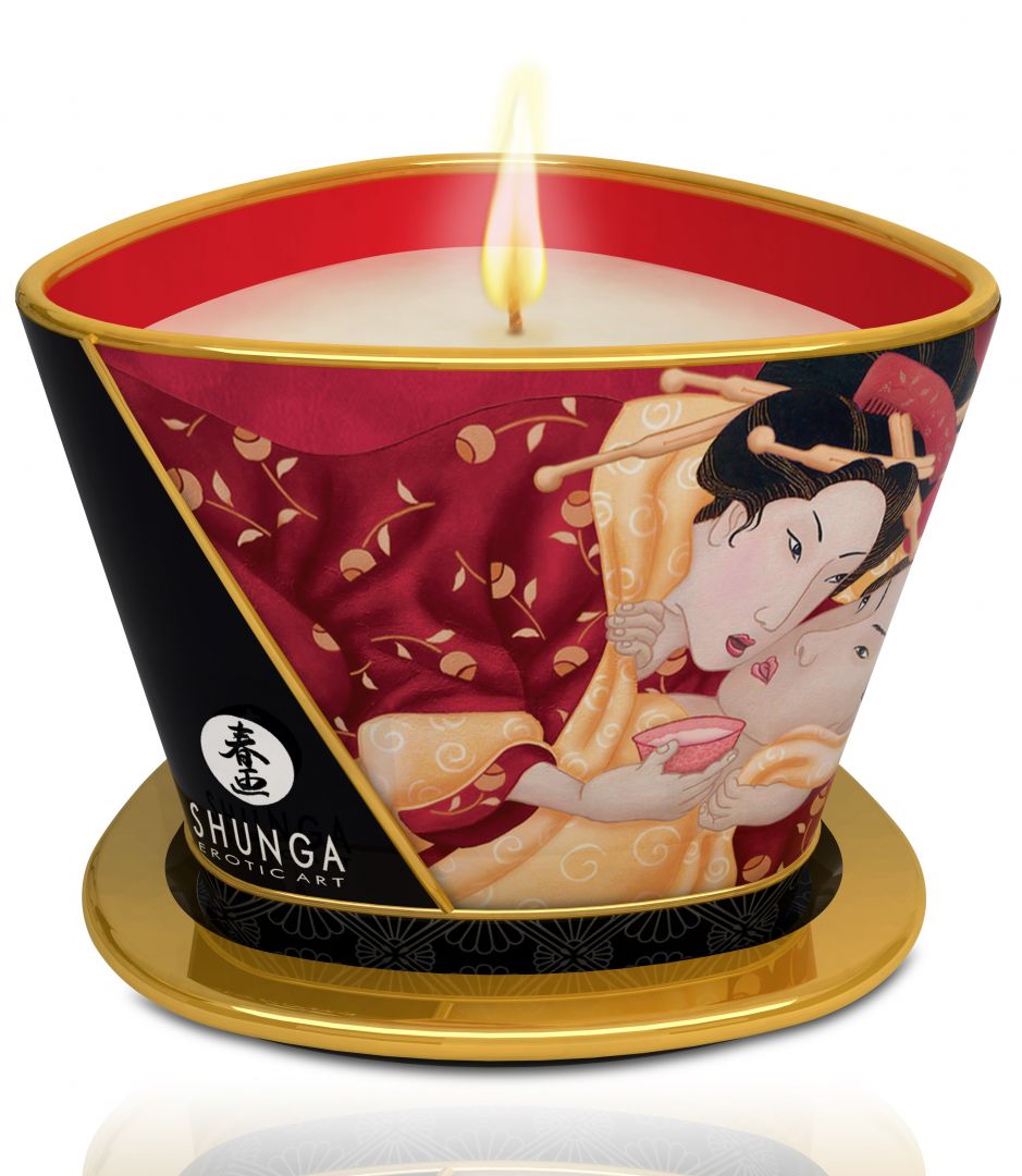 Bougie de massage vin pétillant à la fraise - Shunga – Image 2