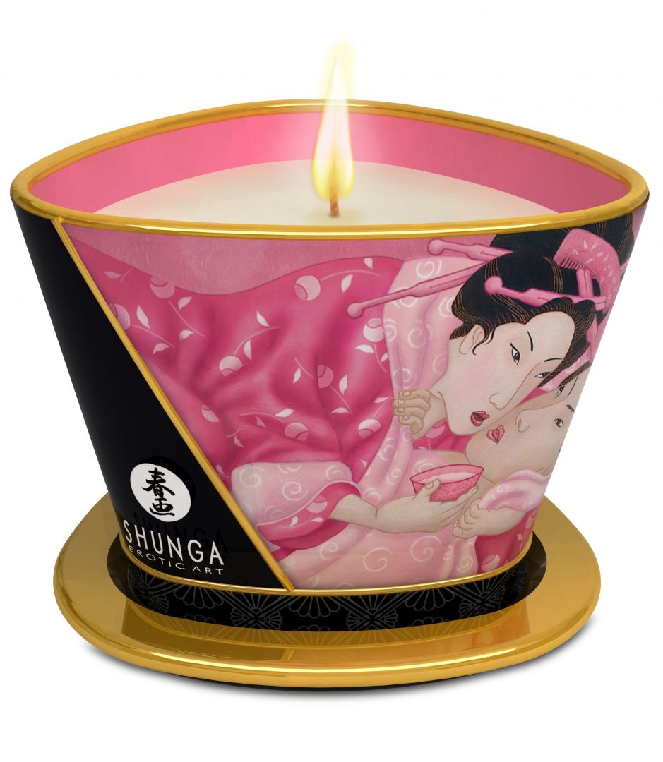 Bougie de massage sensuelle parfum rose - Shunga – Image 2