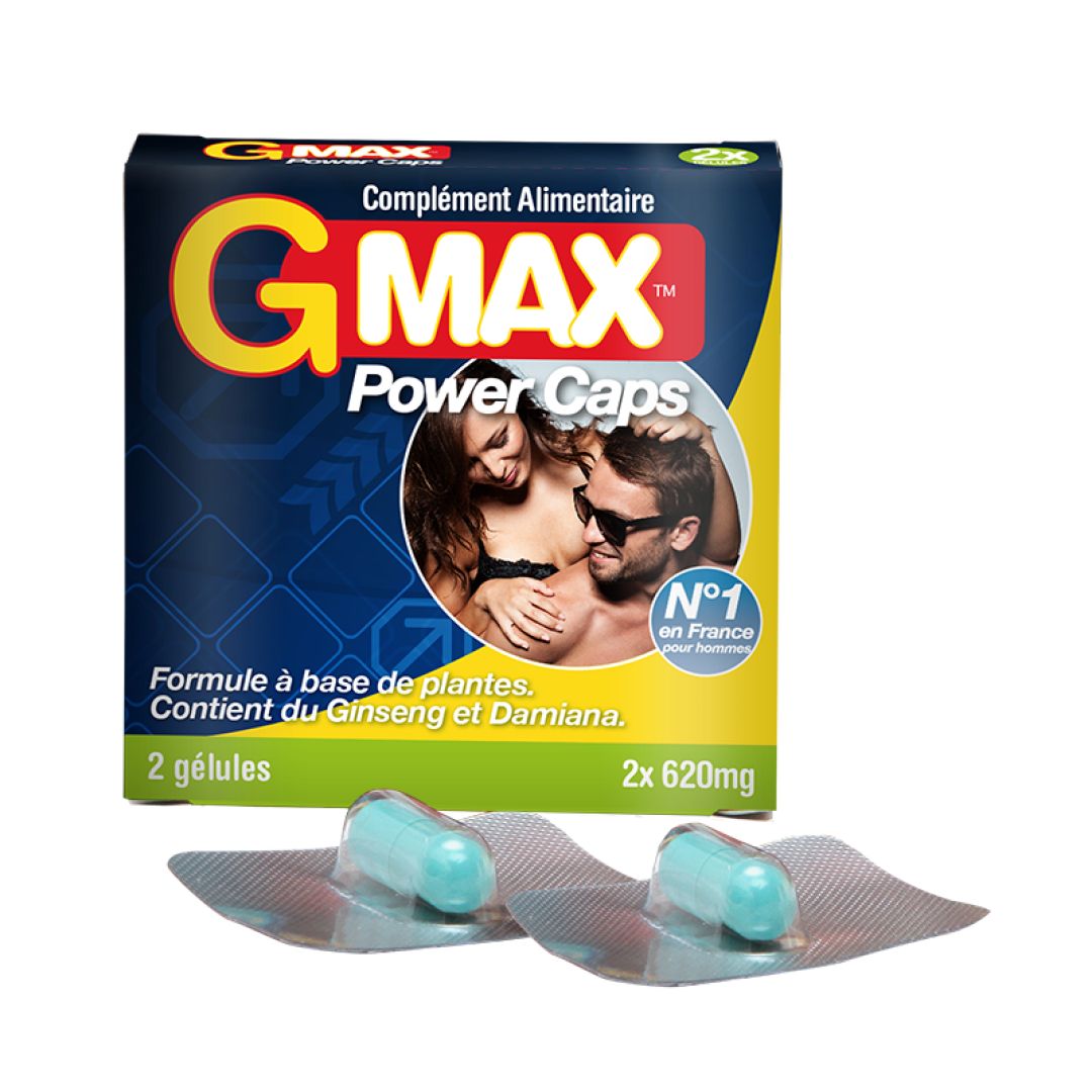 Stimulant sexuel Gmax Power Caps homme - 2 gélules