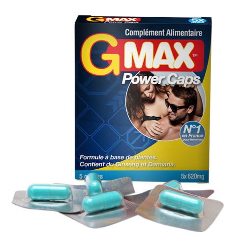 Cure stimulant sexuel Gmax Power Caps homme - 5 gélules