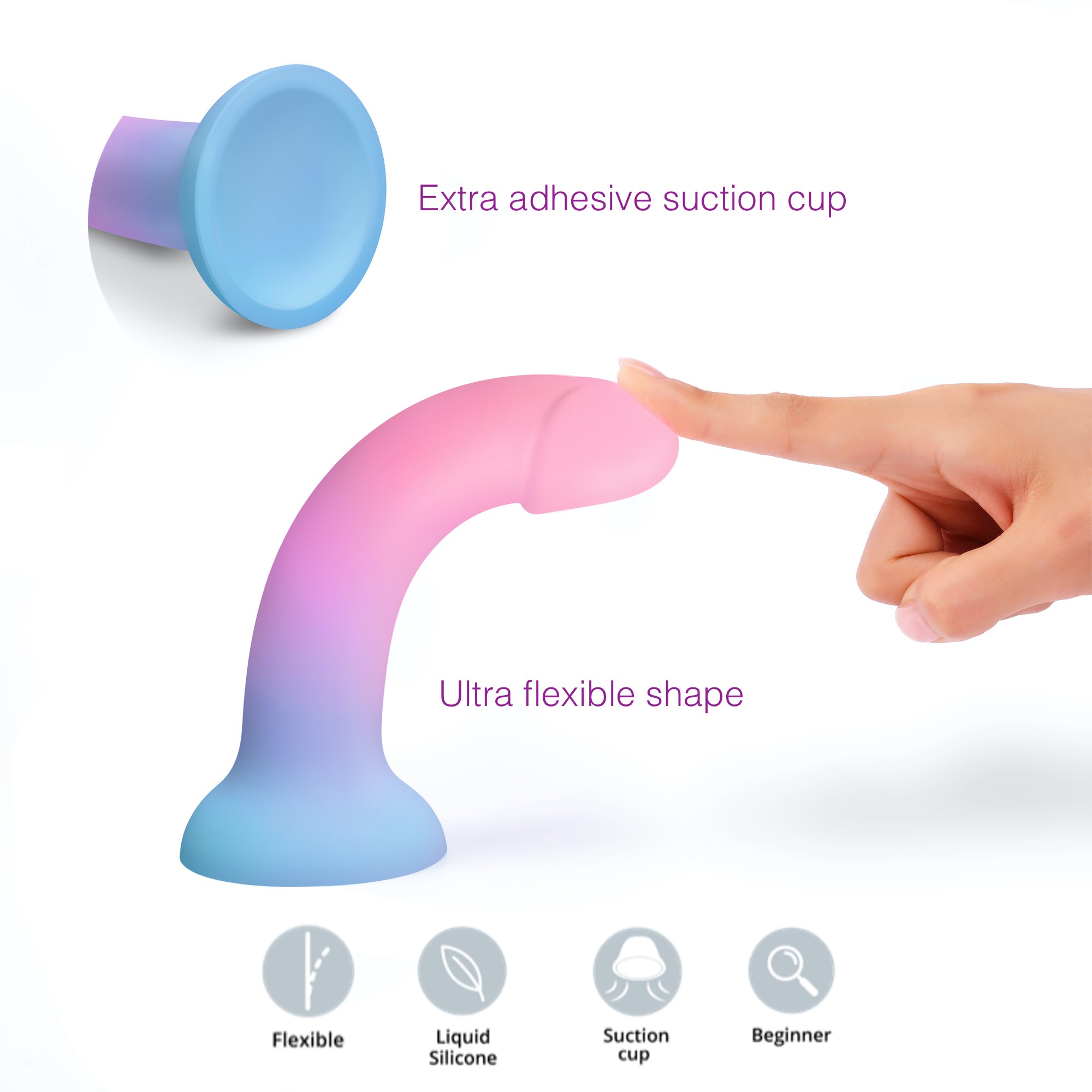Dildo en silicone design courbé avec ventouse - Love to Love Dildolls – Image 4