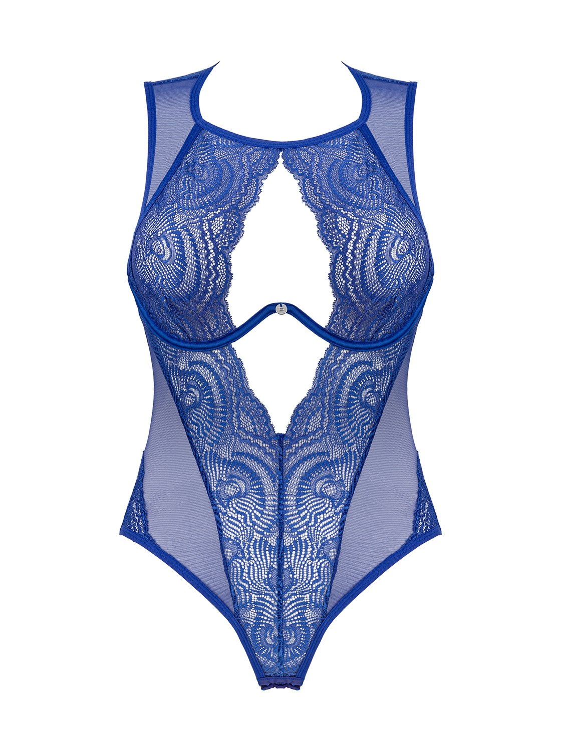 Body décolleté Giselia bleu en dentelle - Obsessive – Image 8