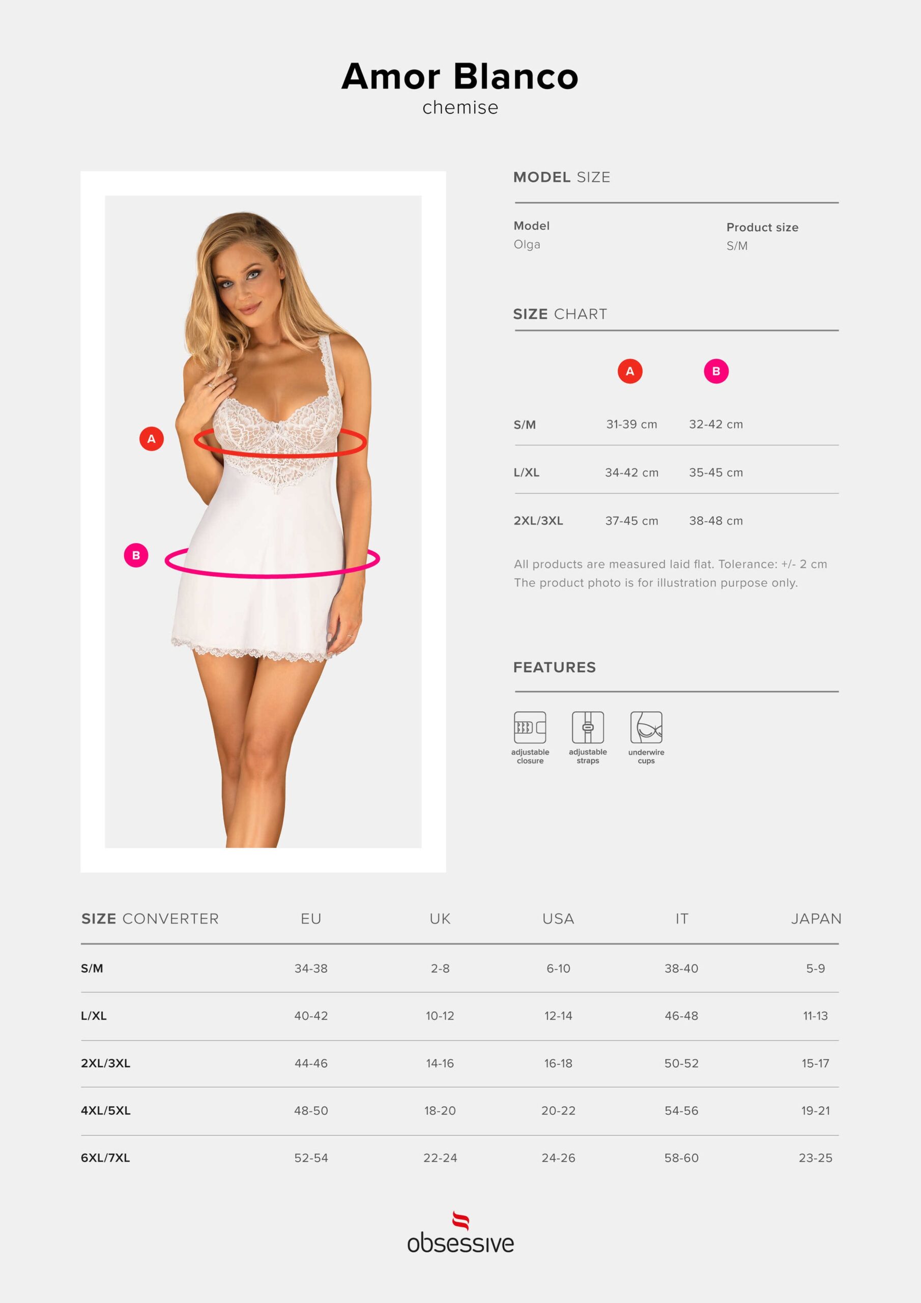 Nuisette et string en dentelle blanche Amor Blanco - Obsessive – Image 9