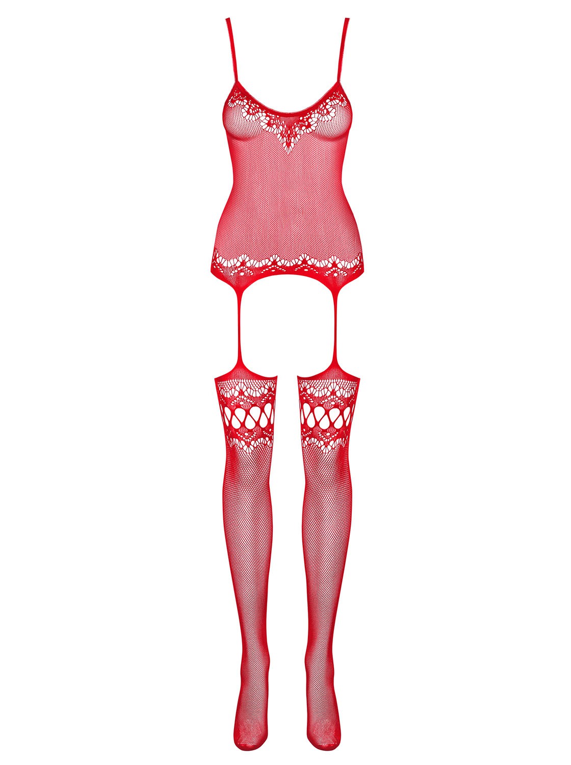 Bodystocking résille rouge effet guêpière - Obsessive – Image 5