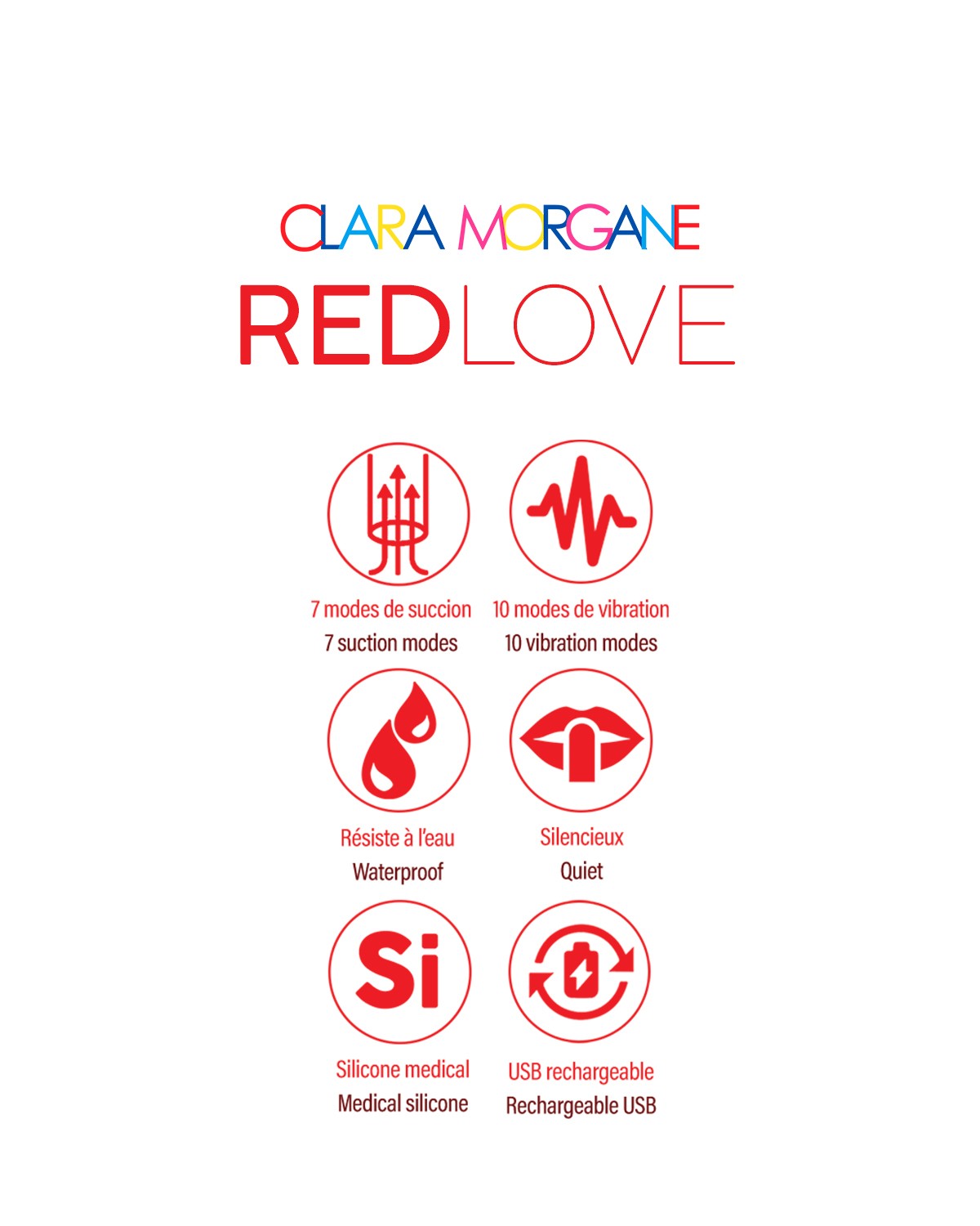 Stimulateur clitoridien et rabbit 2-en-1 Red Love - Clara Morgane – Image 9
