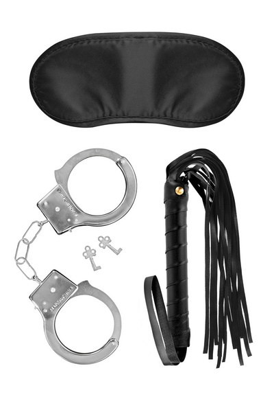 Kit de soumission 3 pièces masque, martinet et menottes - Fetish Tentation