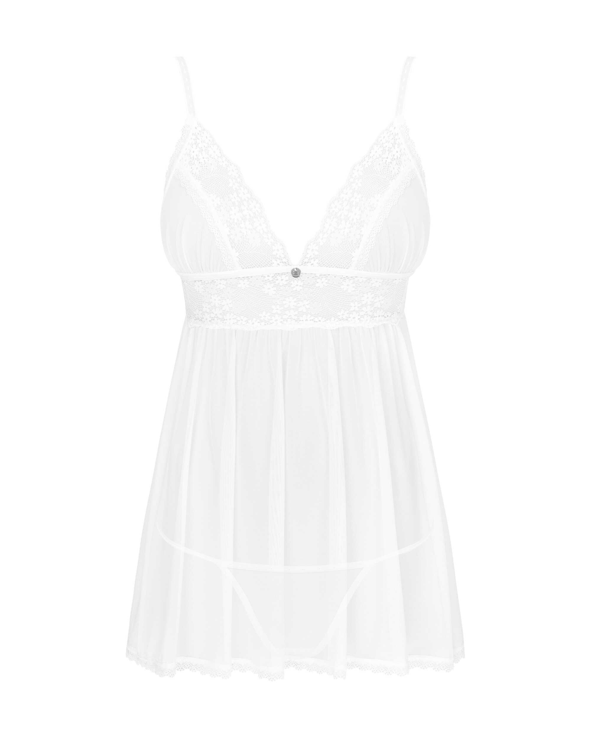 Nuisette babydoll blanche en dentelle florale - Obsessive – Image 7
