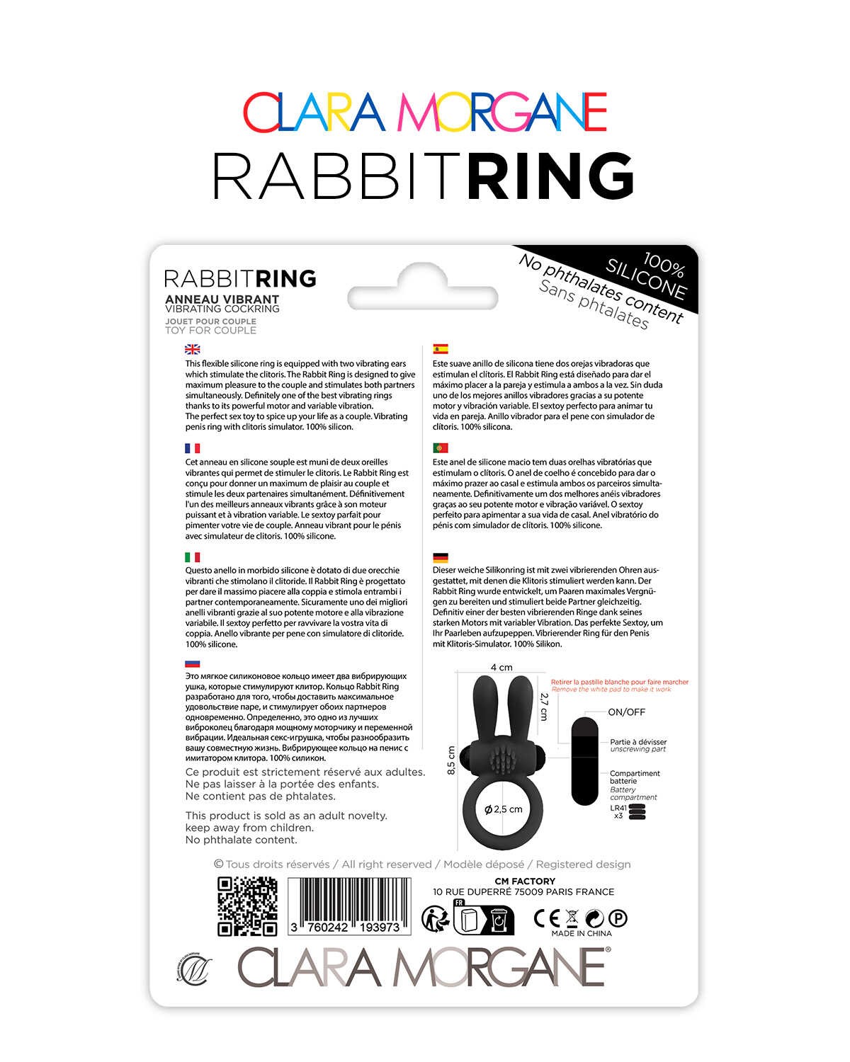 Anneau vibrant Rabbit Ring en silicone - Clara Morgane – Image 5