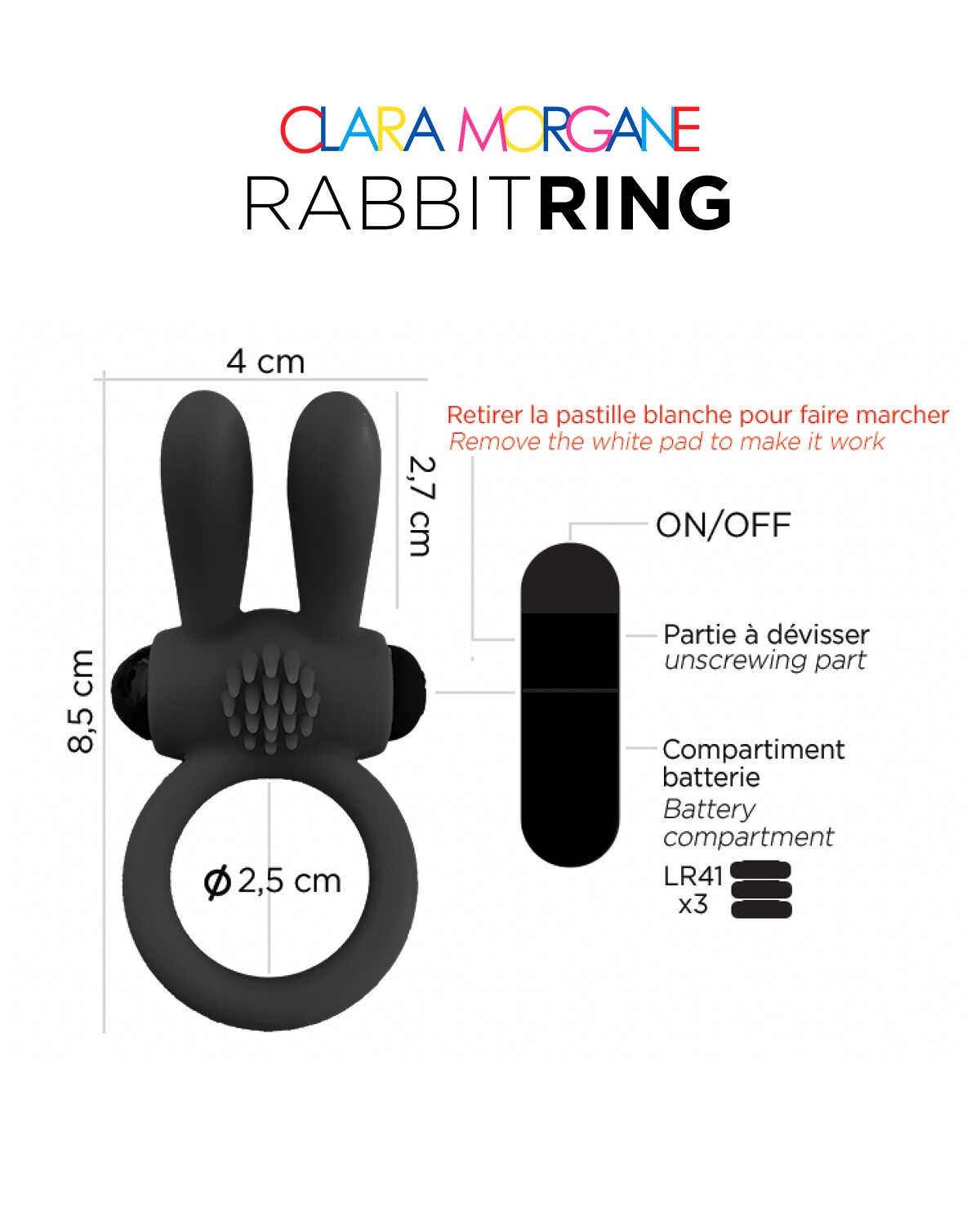 Anneau vibrant Rabbit Ring en silicone - Clara Morgane – Image 6