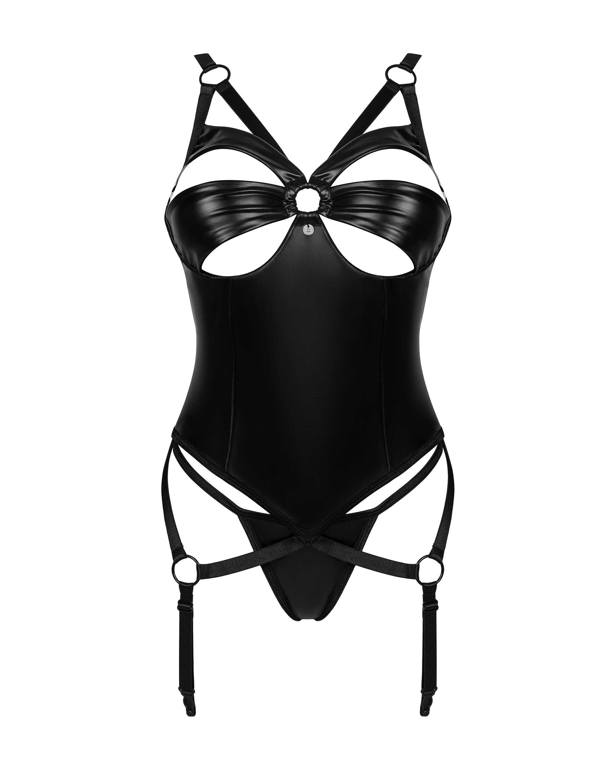 Guêpière et string Armares en simili cuir - Obsessive – Image 7