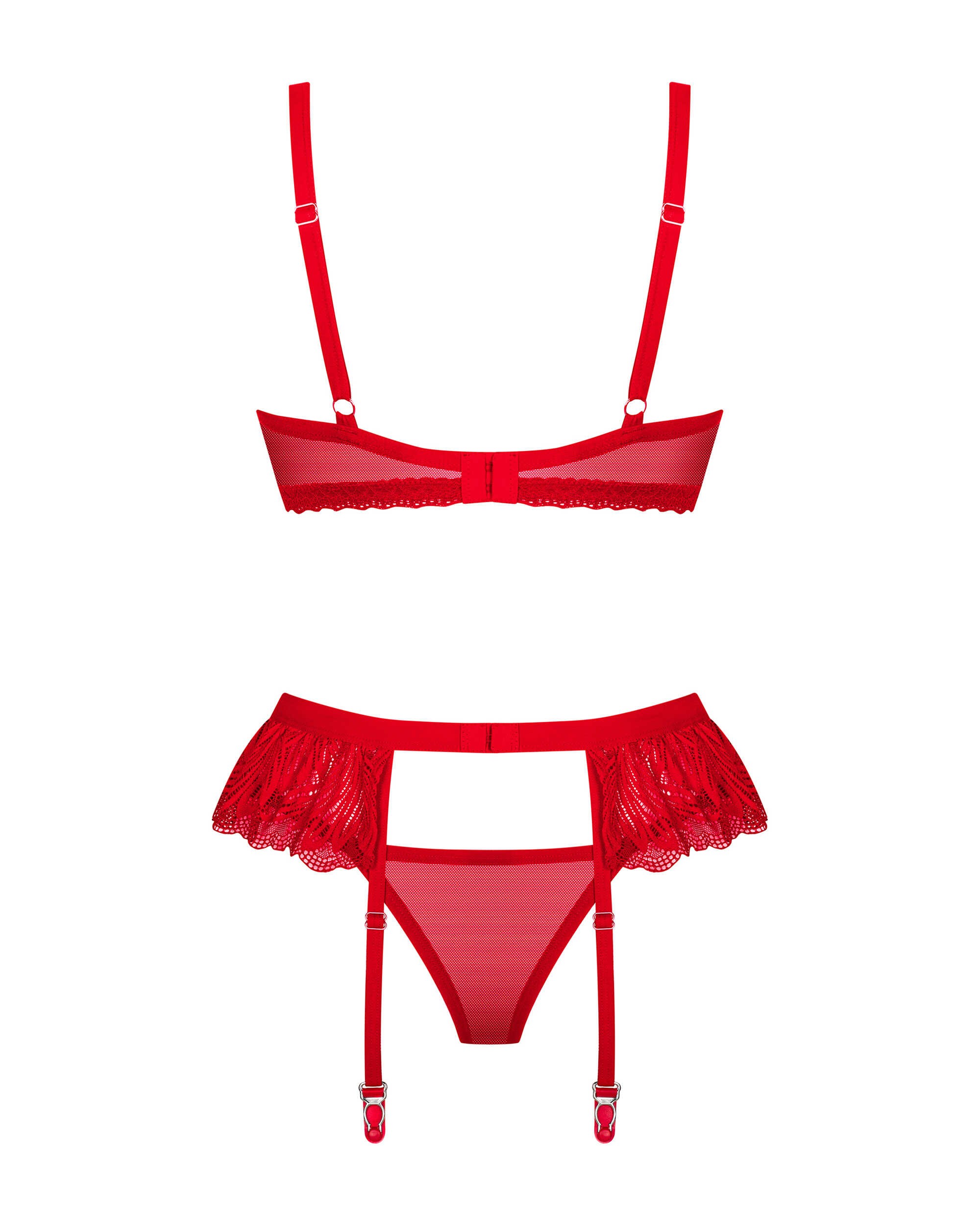 Ensemble lingerie dentelle Chilisa 3 pièces rouge - Obsessive – Image 8