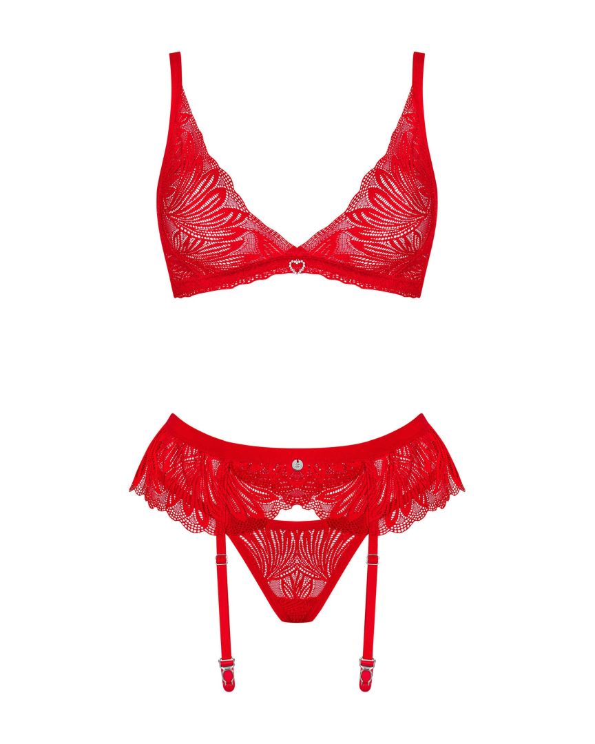Ensemble lingerie dentelle Chilisa 3 pièces rouge - Obsessive – Image 7