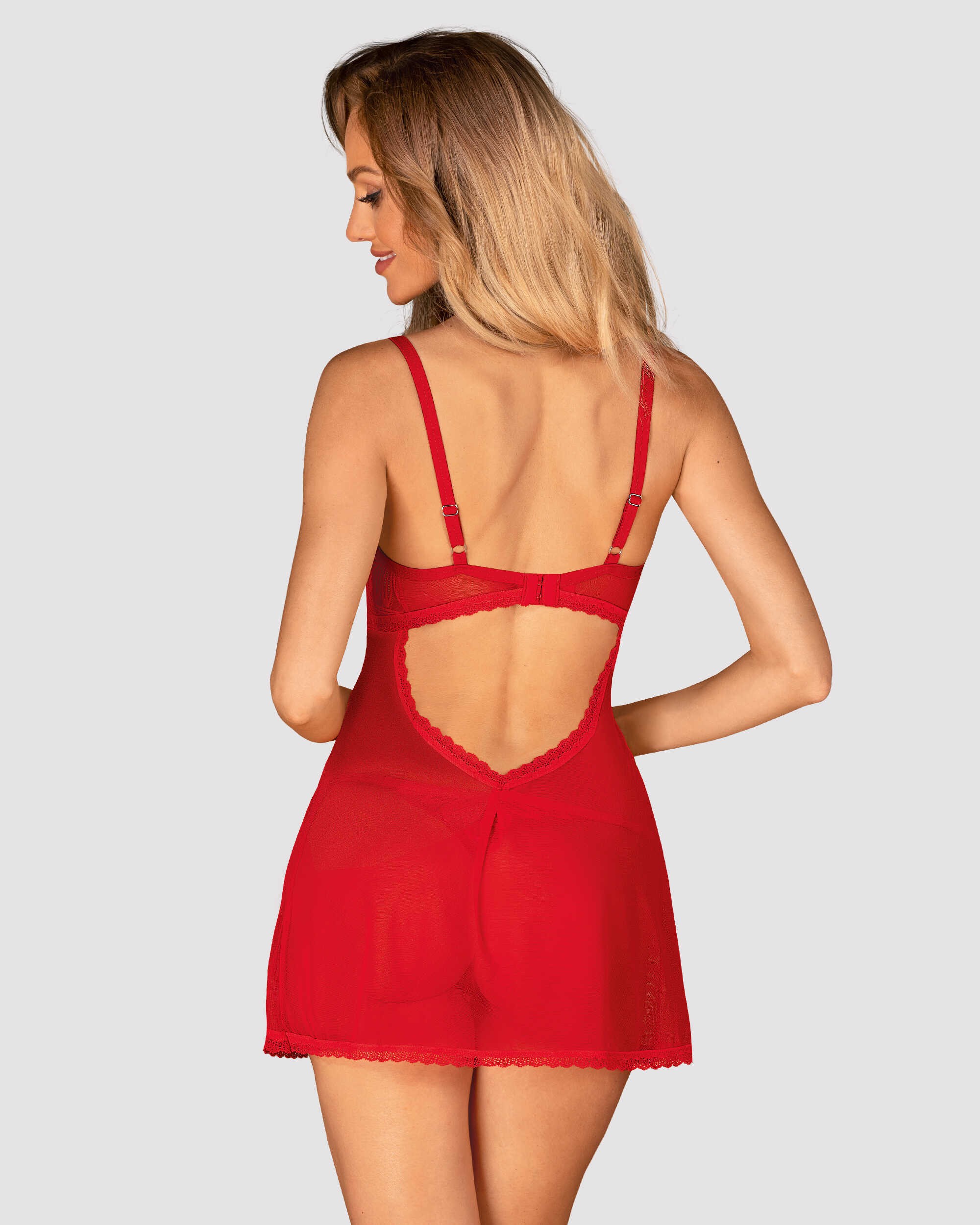 Babydoll et string en dentelle rouge Chilisa - Obsessive – Image 6