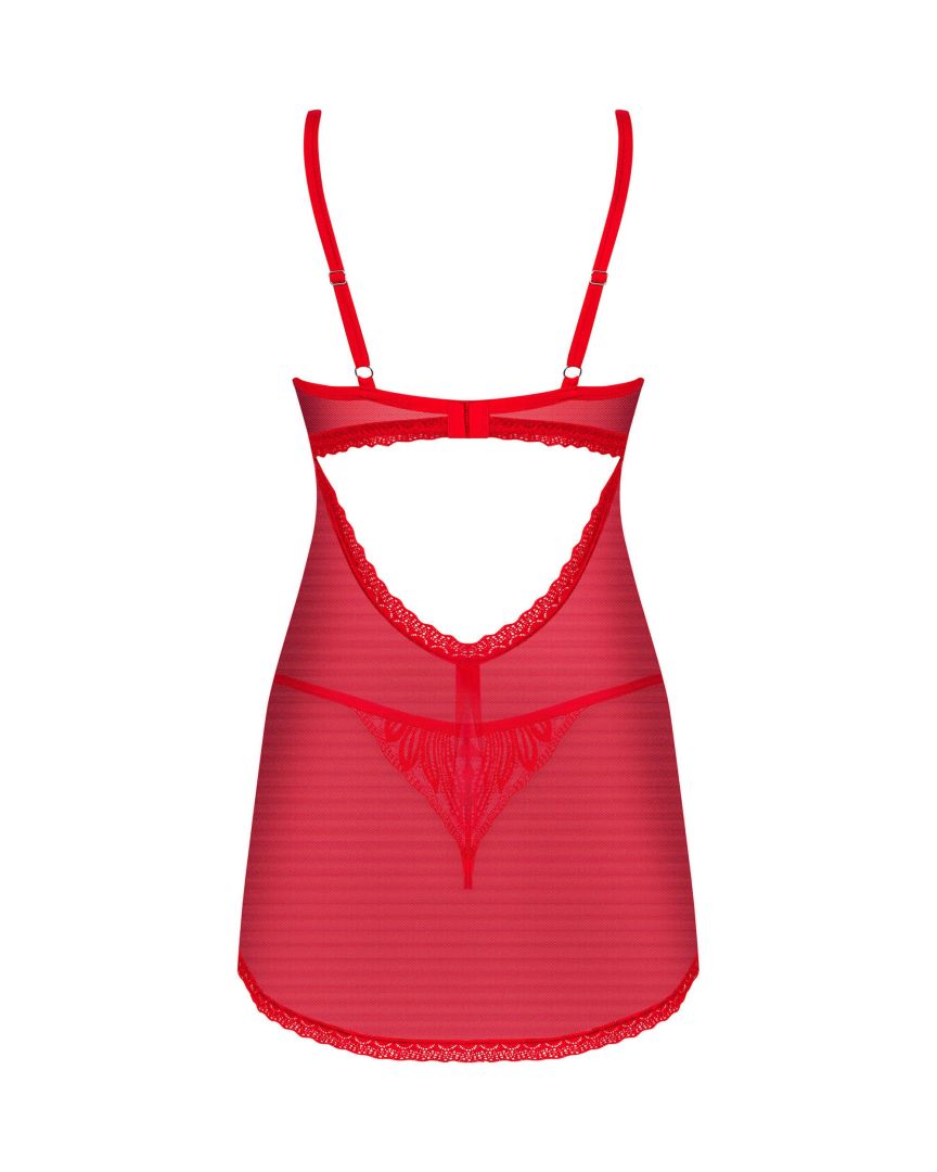 Babydoll et string en dentelle rouge Chilisa - Obsessive – Image 8