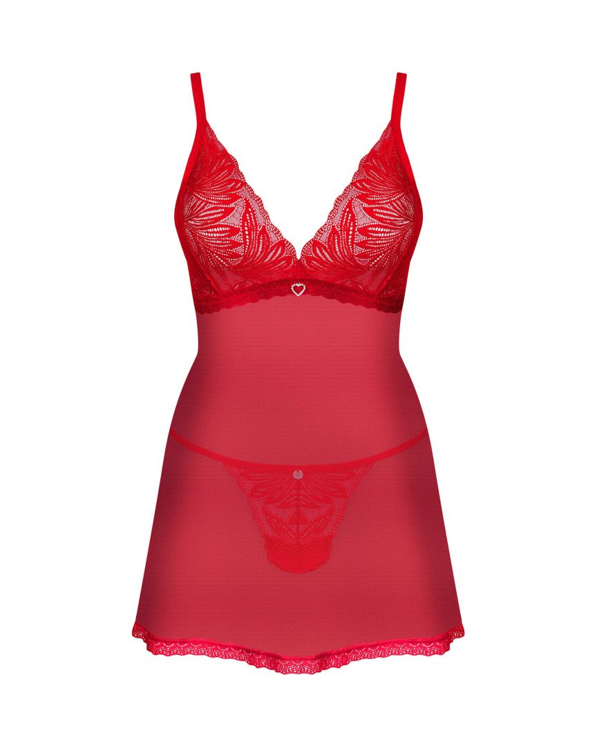 Babydoll et string en dentelle rouge Chilisa - Obsessive – Image 7