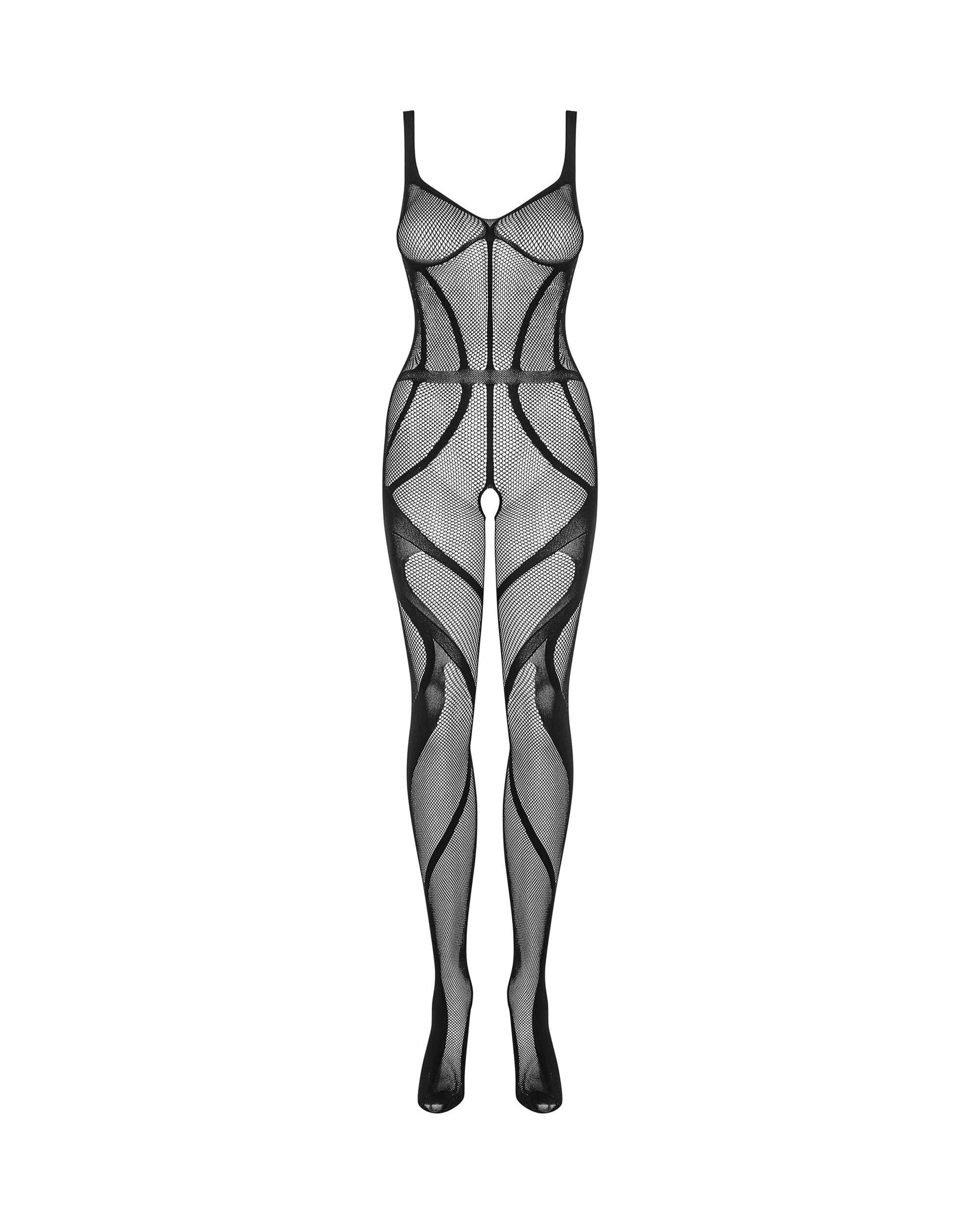 Bodystocking résille à motifs ondulés ouvert - Obsessive – Image 7