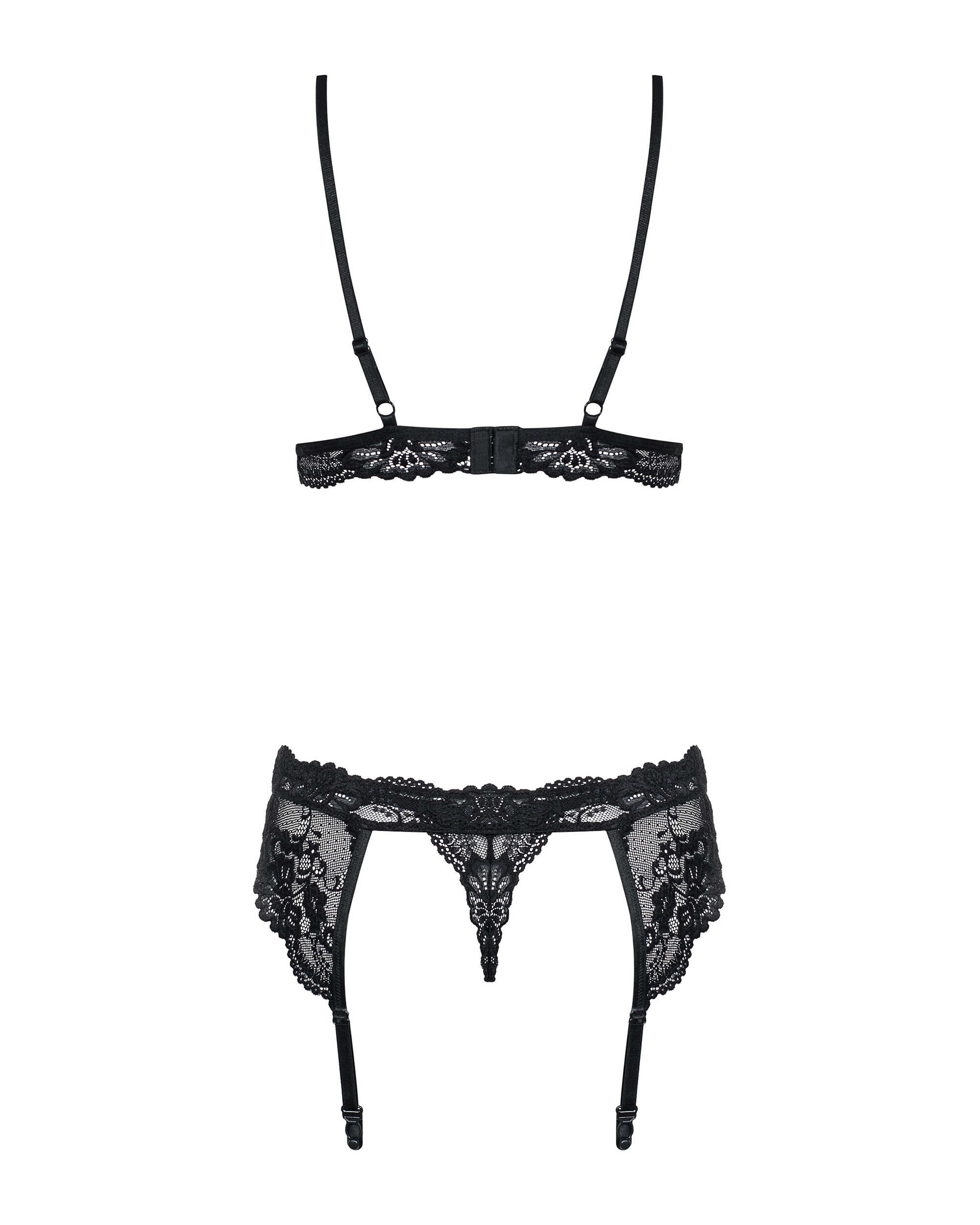 Ensemble lingerie 3 pièces dentelle noire - Obsessive – Image 5