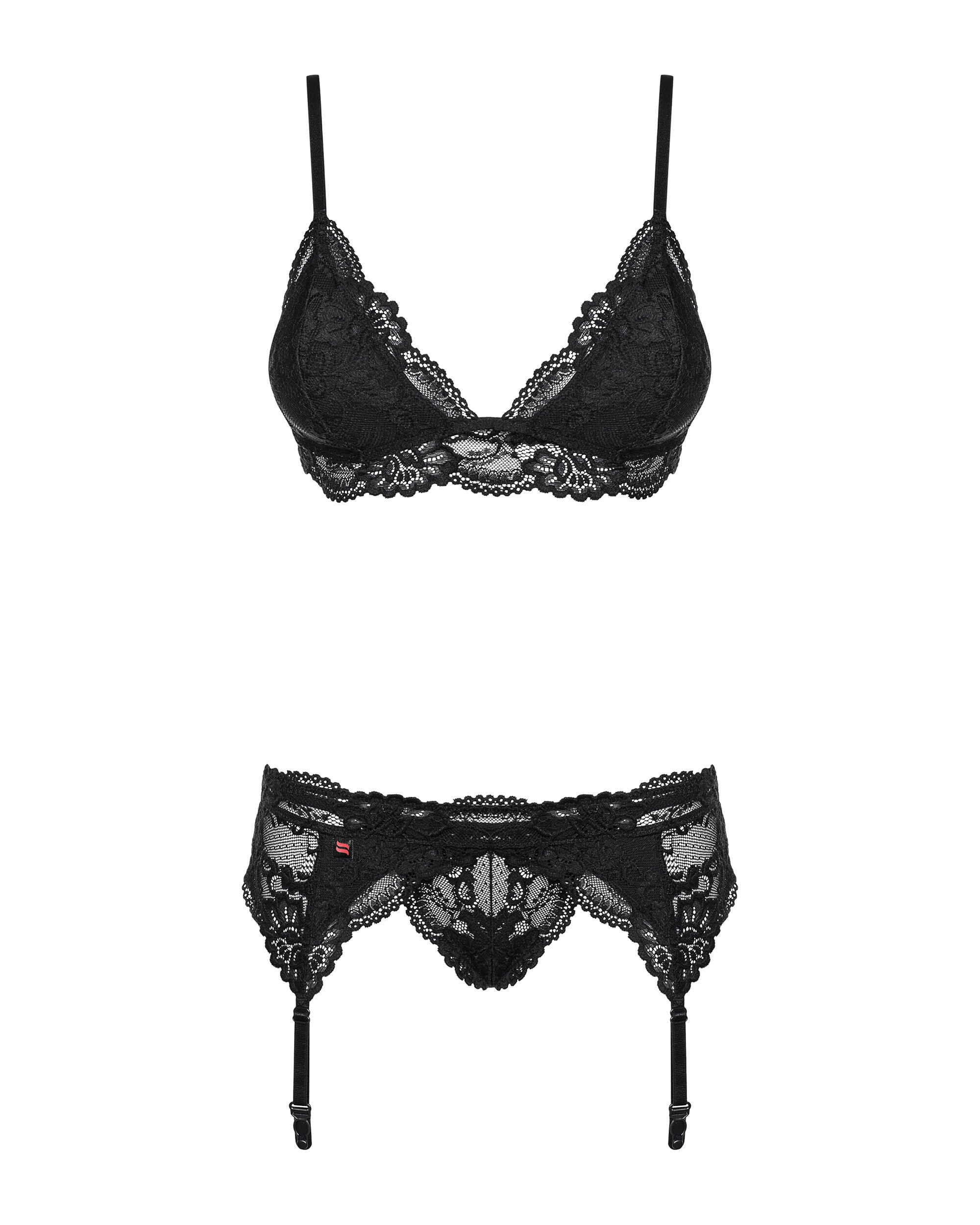 Ensemble lingerie 3 pièces dentelle noire - Obsessive – Image 6