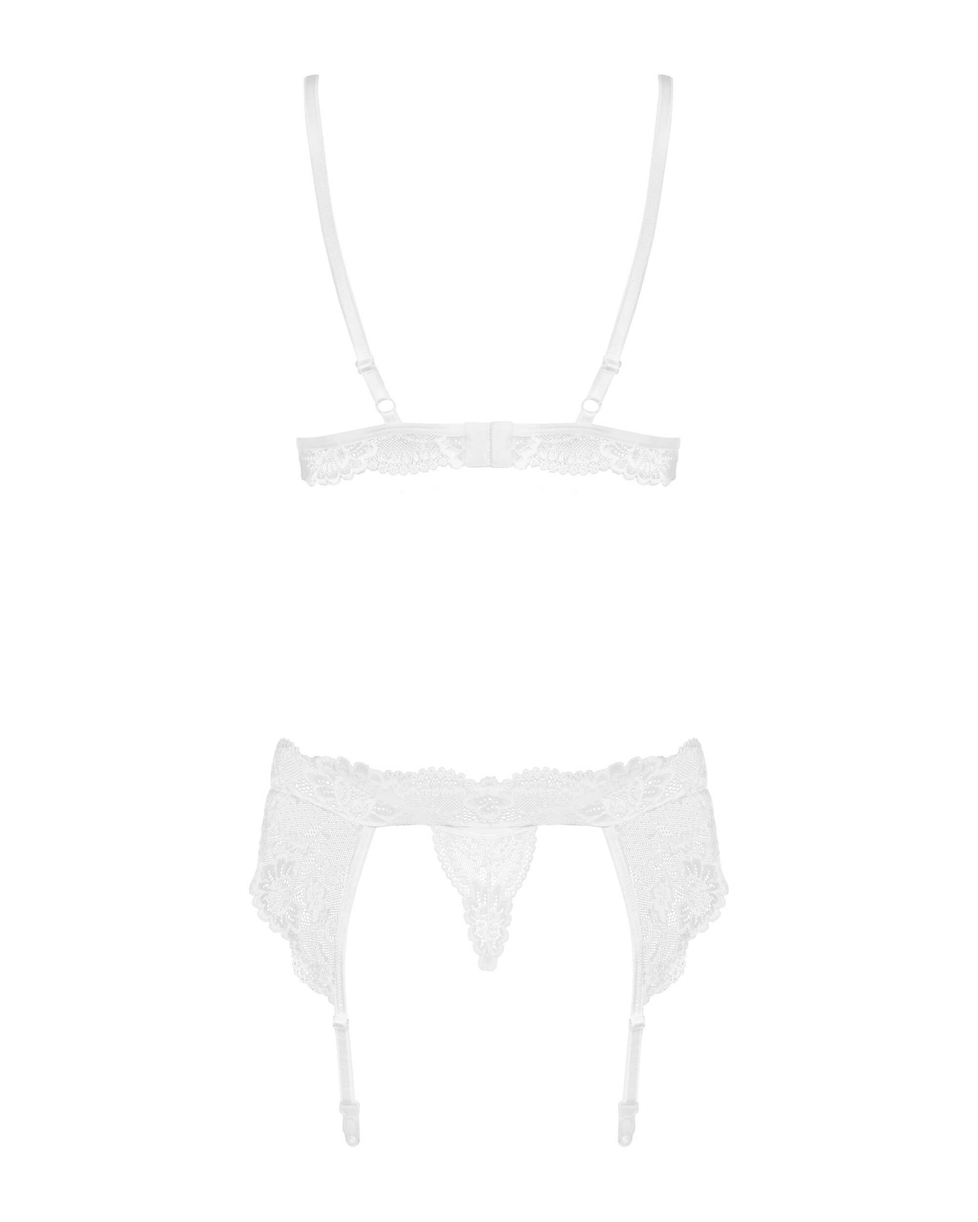 Ensemble lingerie 3 pièces blanc avec porte-jarretelles - Obsessive – Image 5