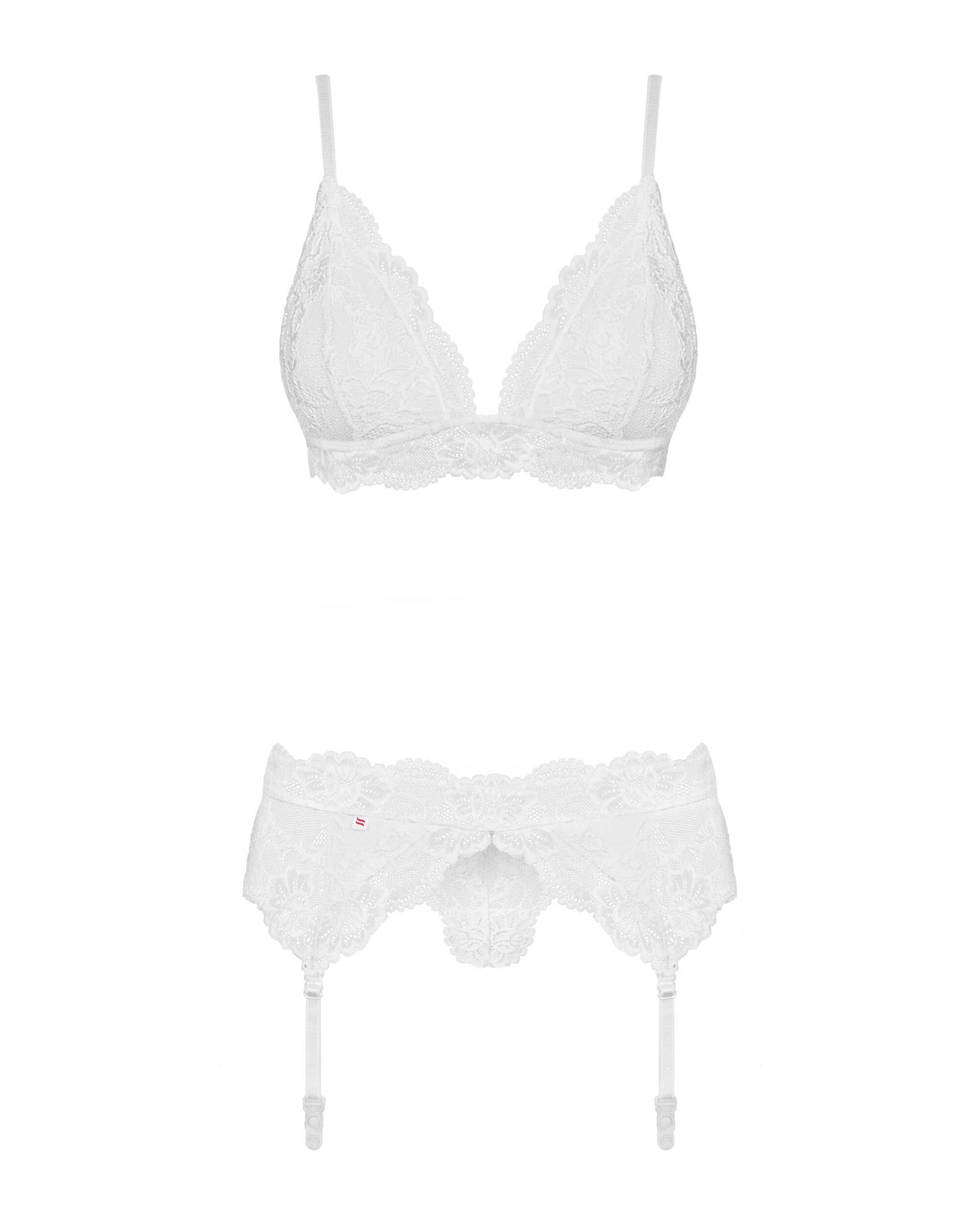 Ensemble lingerie 3 pièces blanc avec porte-jarretelles - Obsessive – Image 6