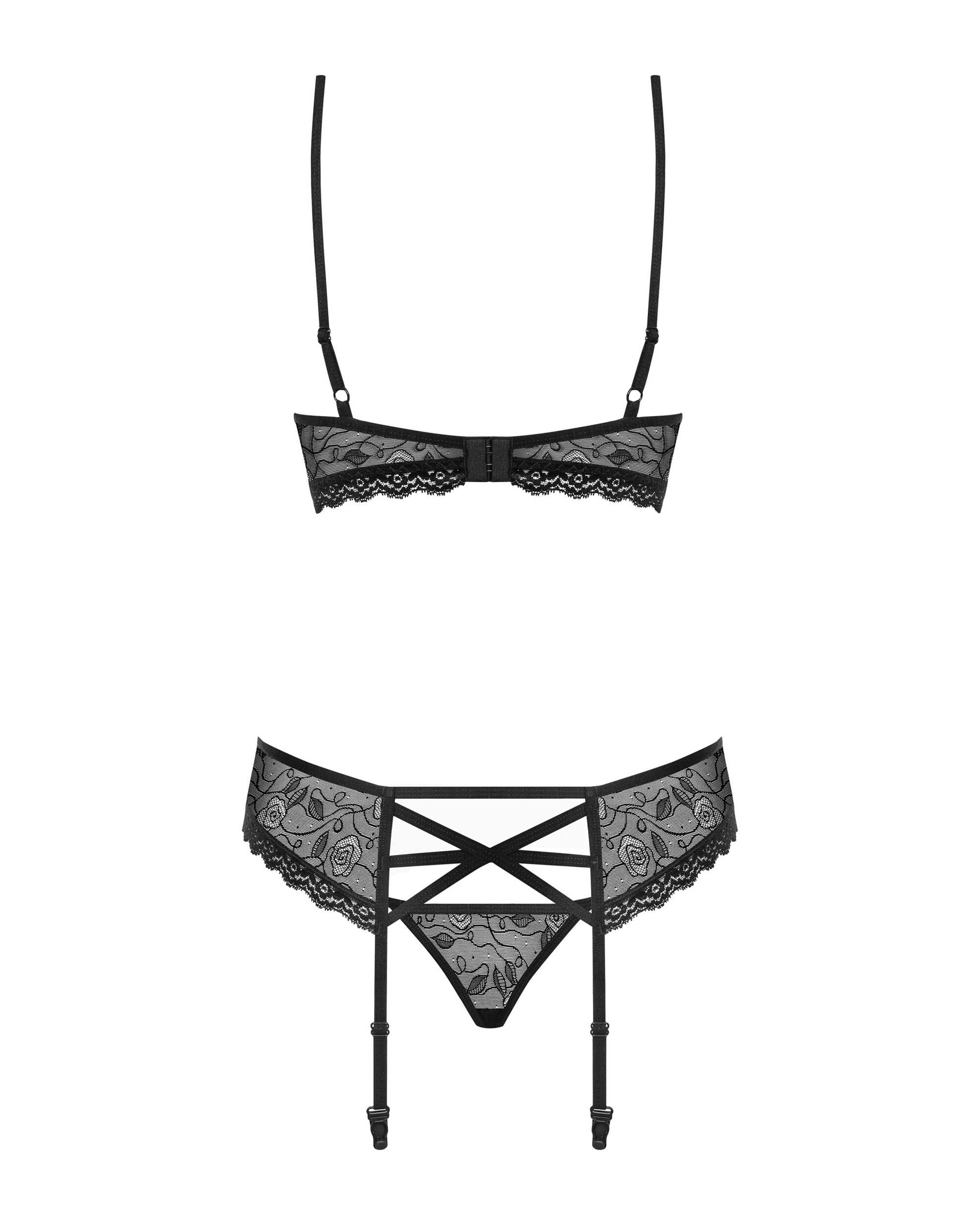 Ensemble lingerie 3 pieces floral transparent - Obsessive – Image 5
