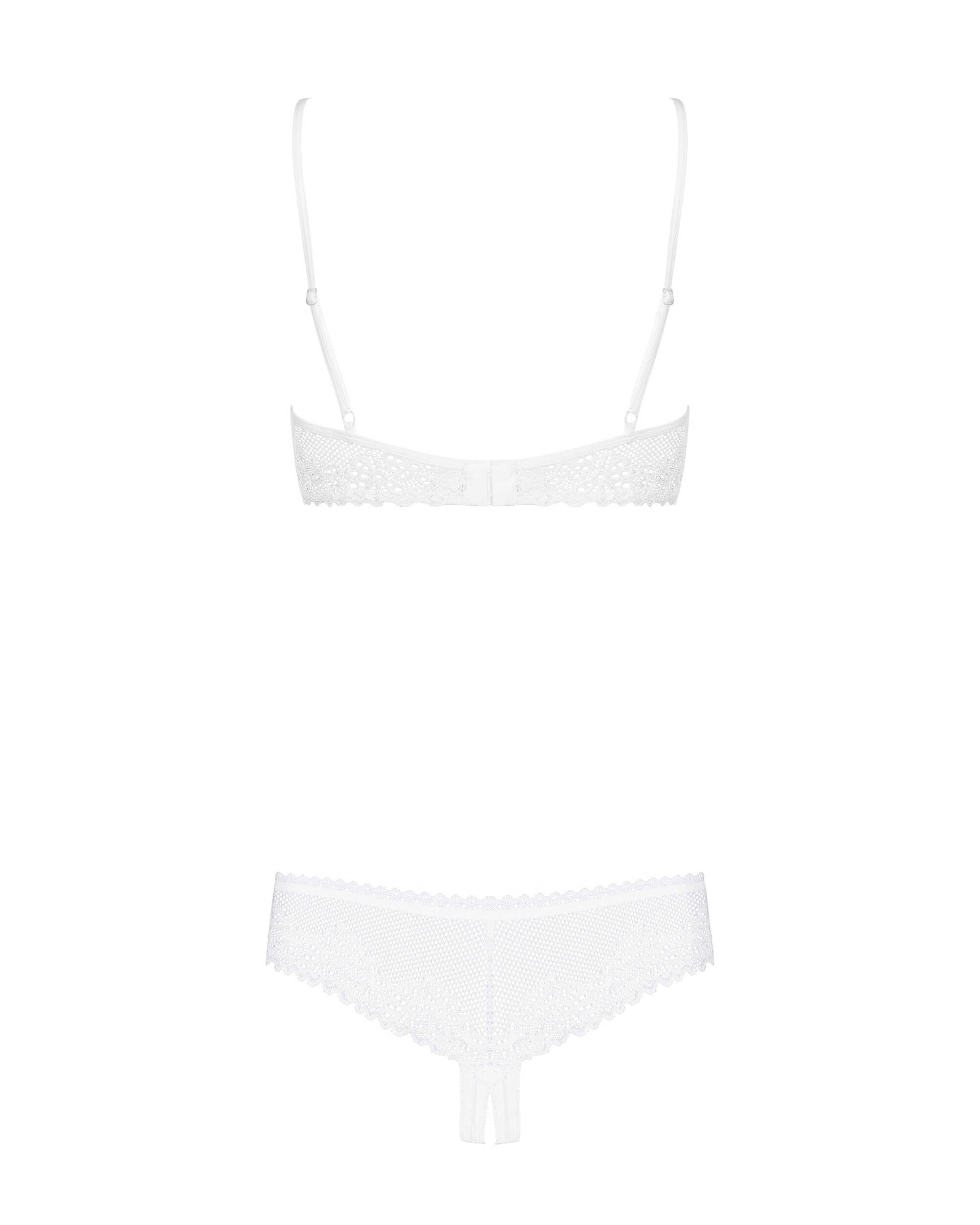 Ensemble lingerie ouvert soutien-gorge et shorty blanc - Obsessive – Image 4
