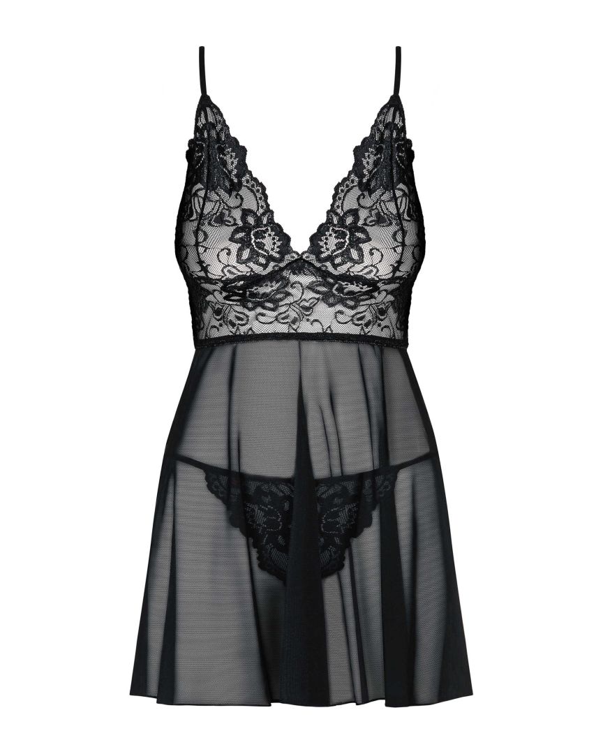 Babydoll en dentelle Imperia avec string assorti - Obsessive – Image 4