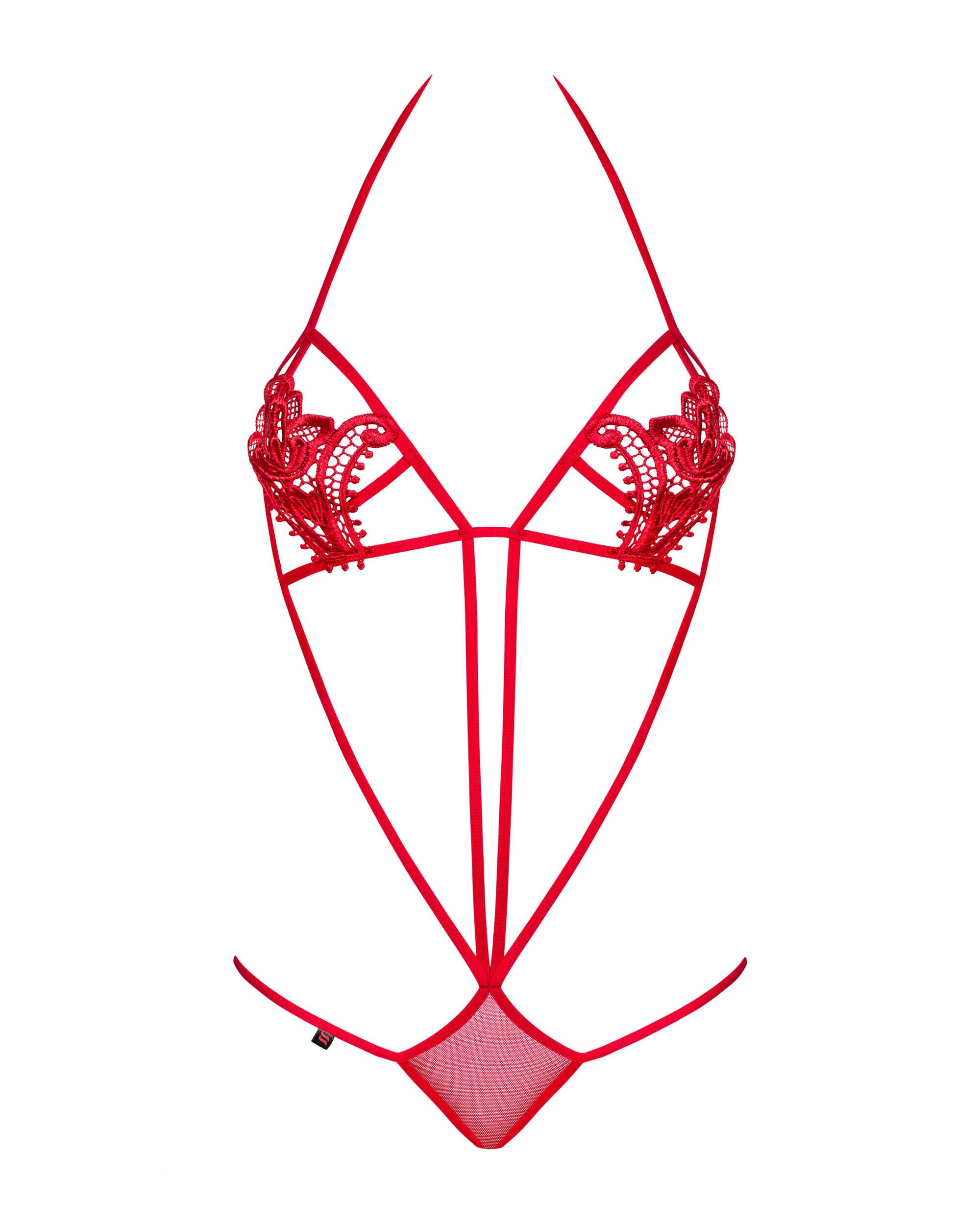 Body à lanières avec broderie florale rouge - Obsessive – Image 5