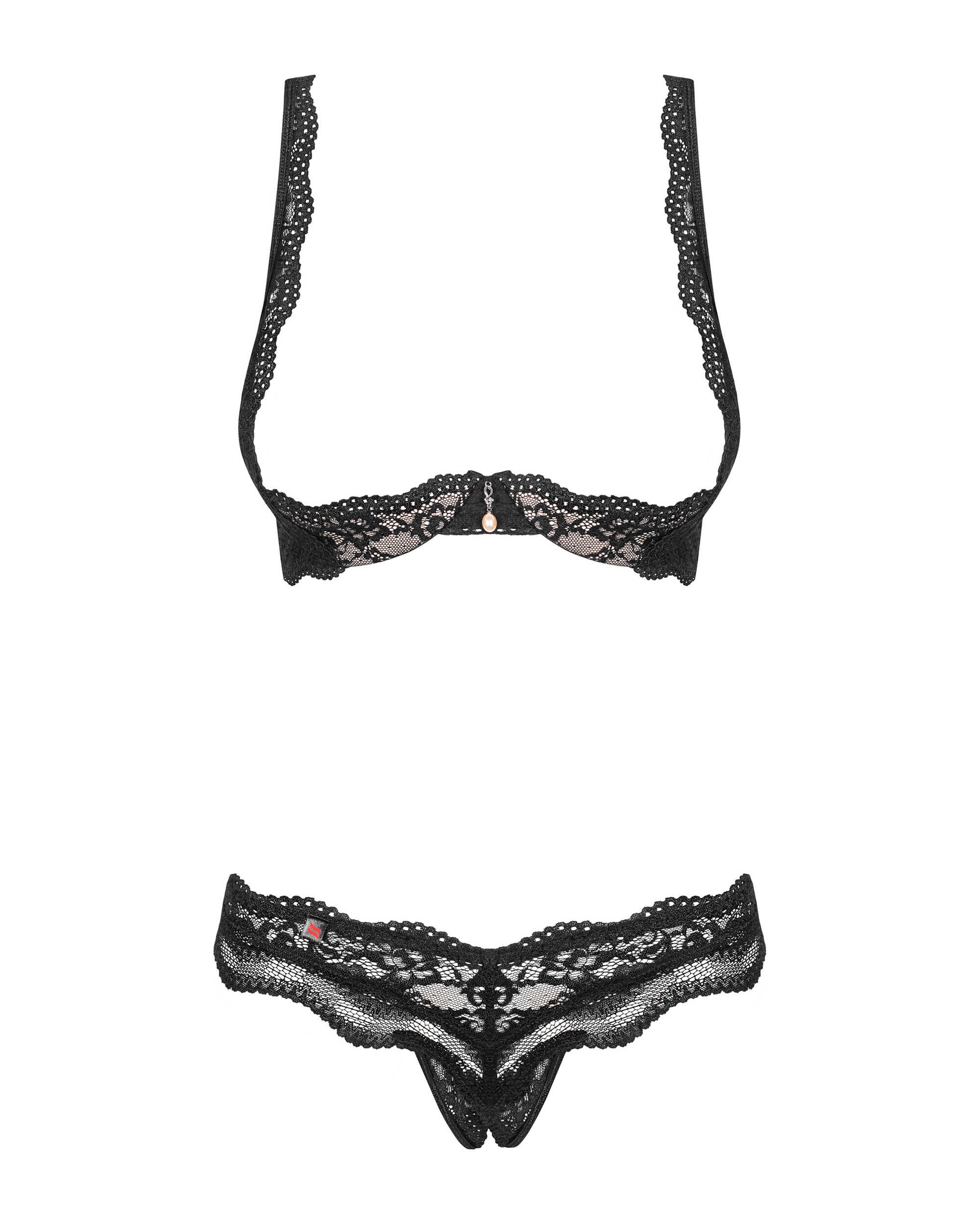 Ensemble bustier ouvert avec bijou et string - Obsessive – Image 6