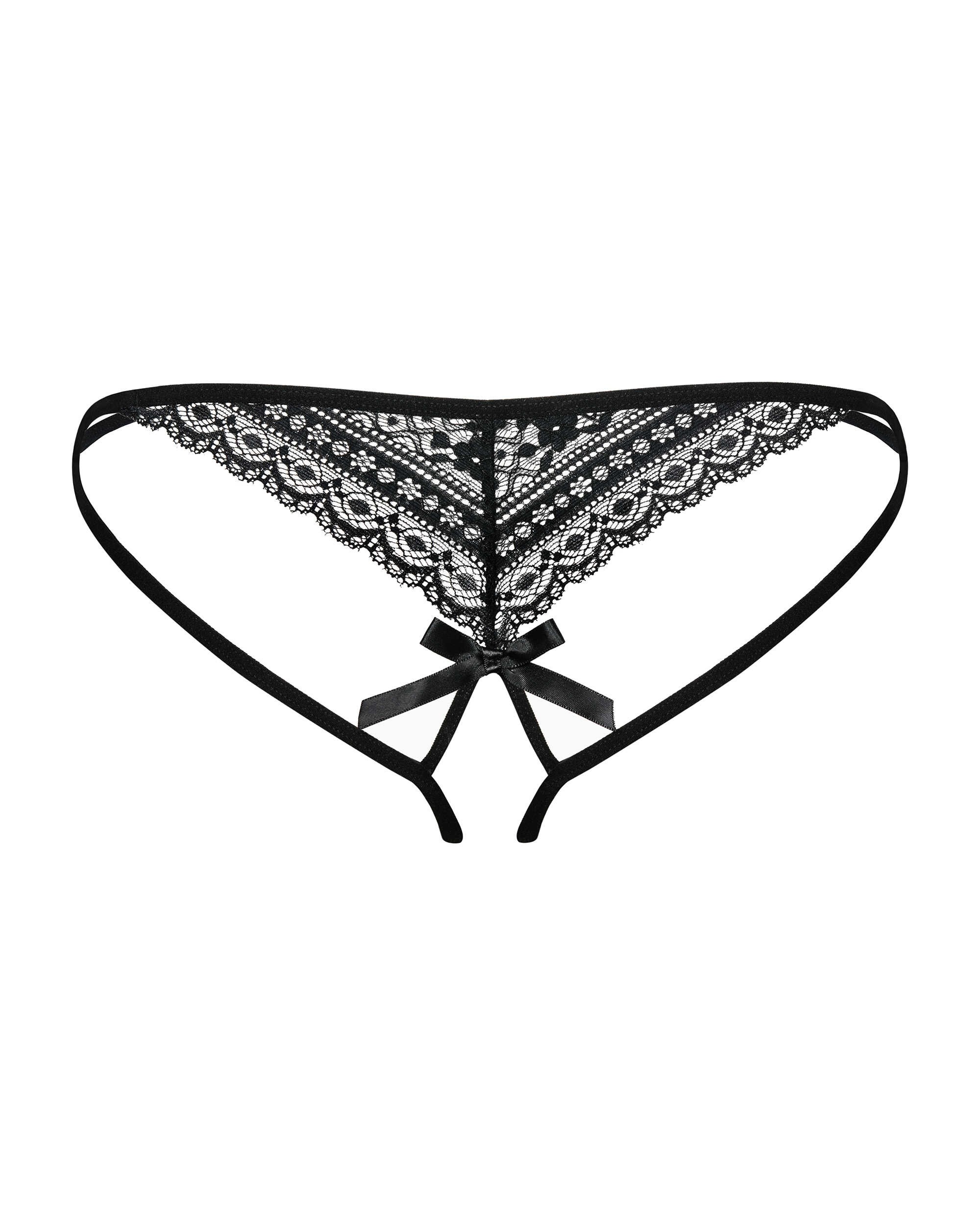 String ouvert en dentelle avec noeud satin - Obsessive – Image 5