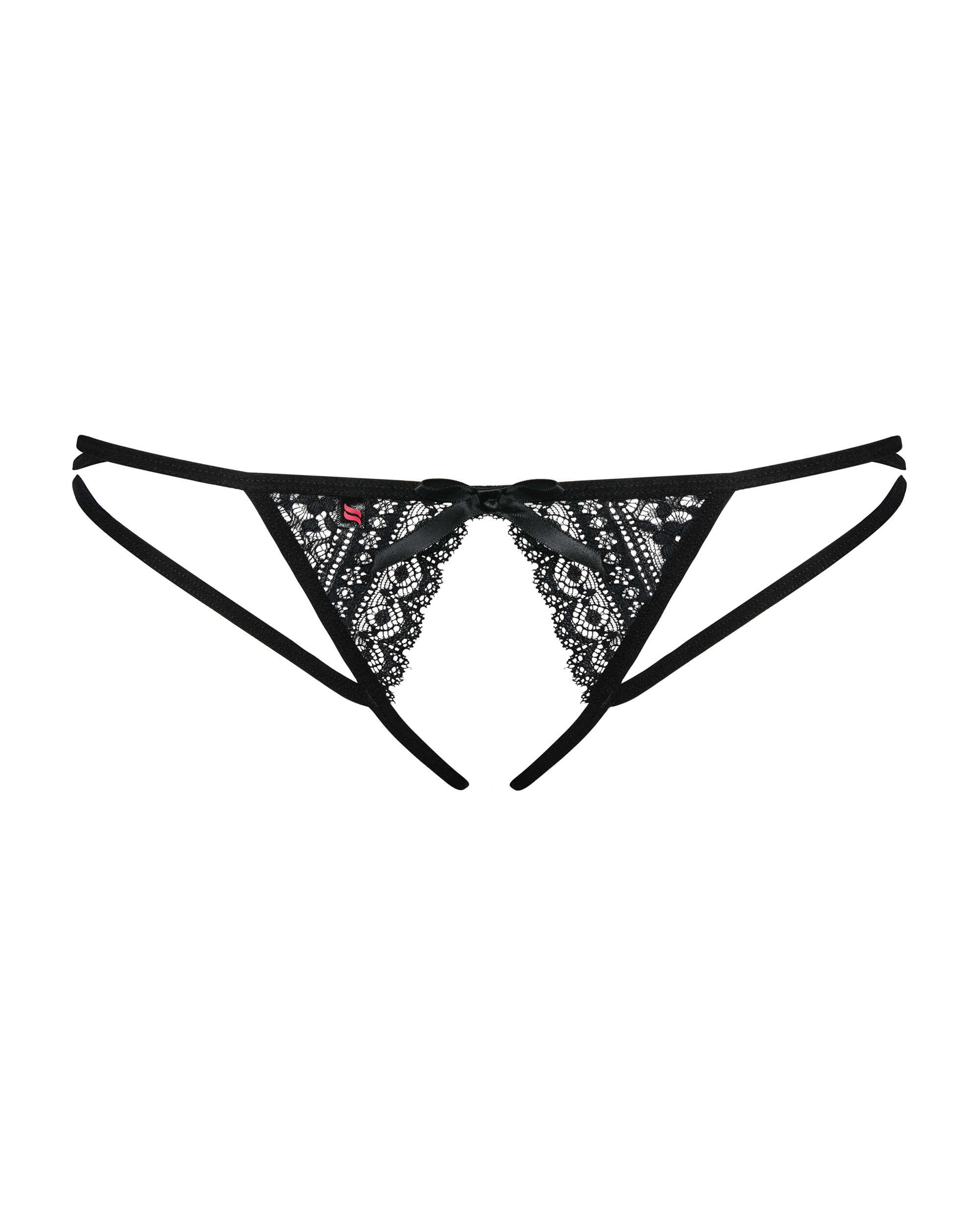 String ouvert en dentelle avec noeud satin - Obsessive – Image 4