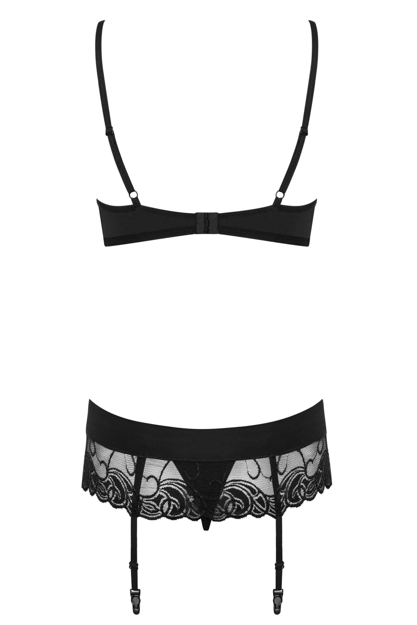 Ensemble lingerie 3 pièces en dentelle noire - Obsessive – Image 6