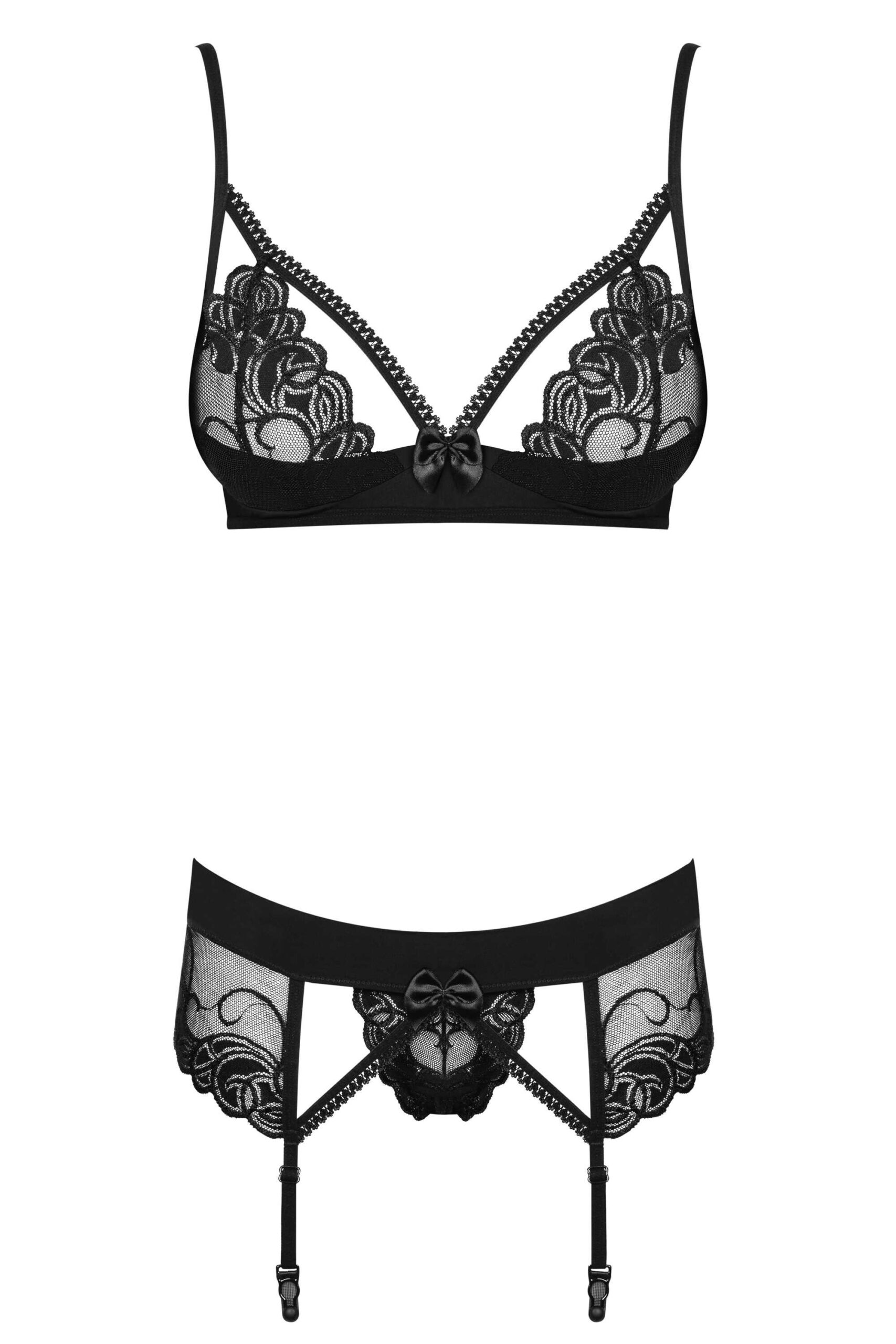 Ensemble lingerie 3 pièces en dentelle noire - Obsessive – Image 5