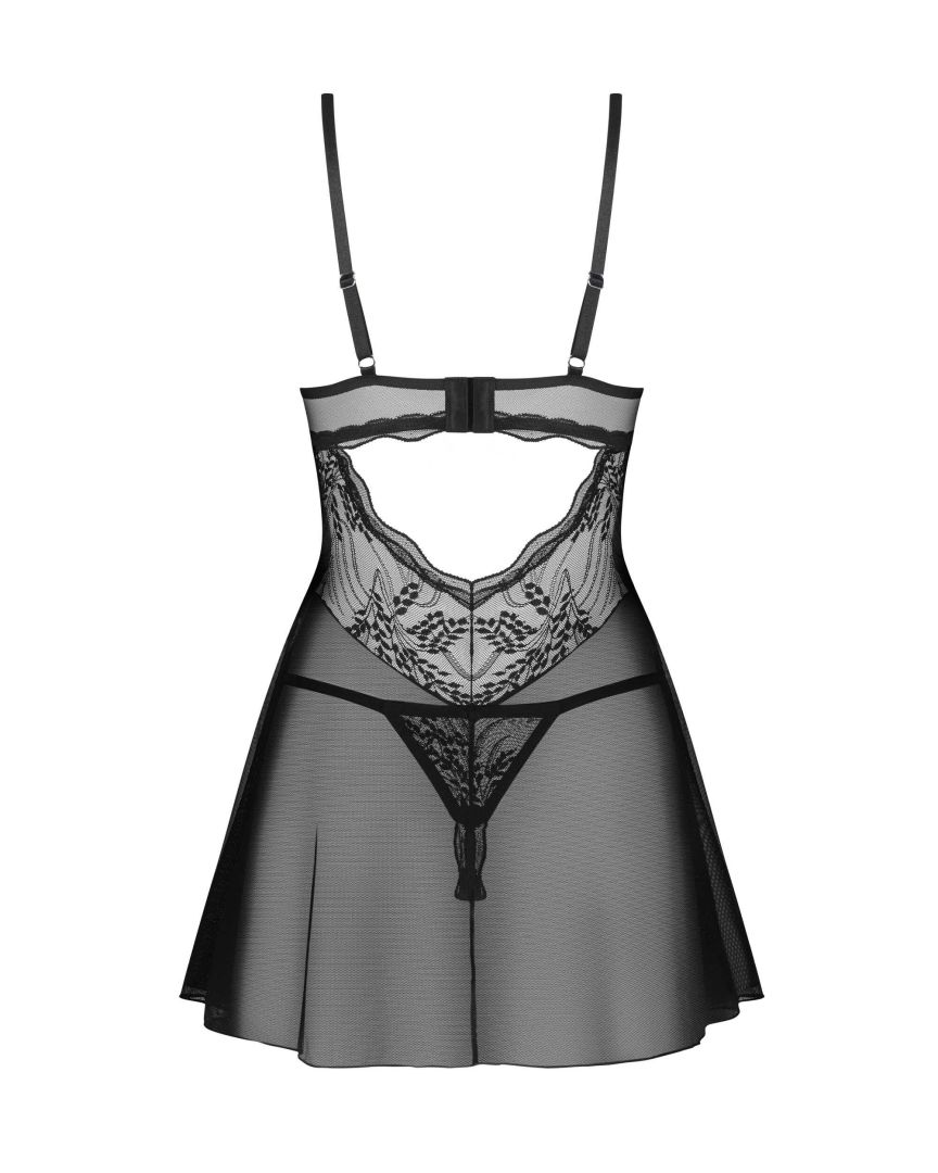 Babydoll Perisia transparente avec string assorti - Obsessive – Image 2