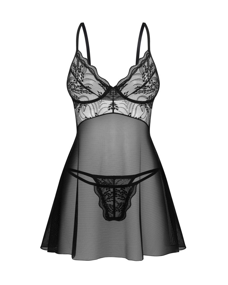 Babydoll Perisia transparente avec string assorti - Obsessive