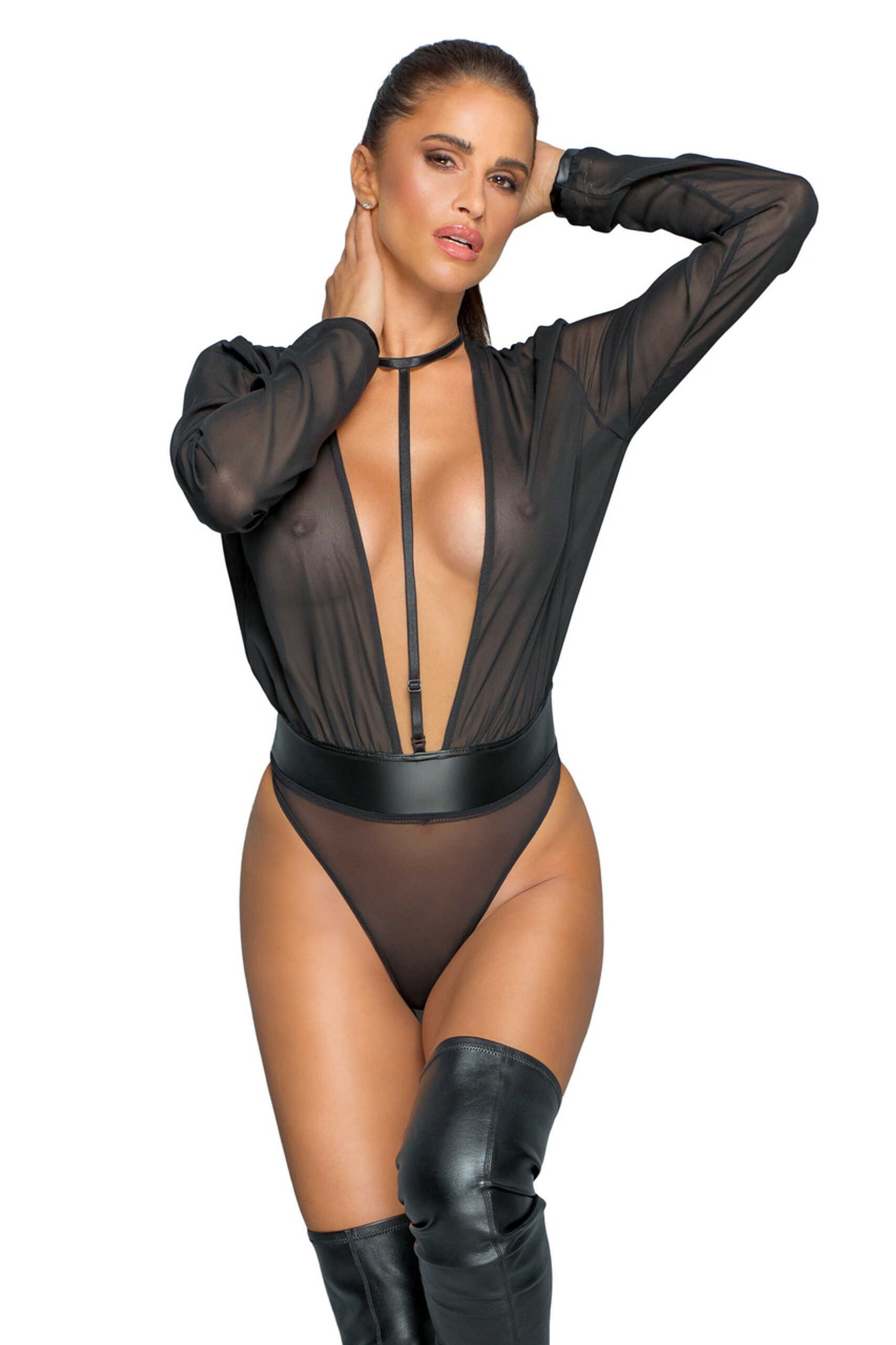 Body transparent en mesh avec sangle réglable - Noir Handmade – Image 4