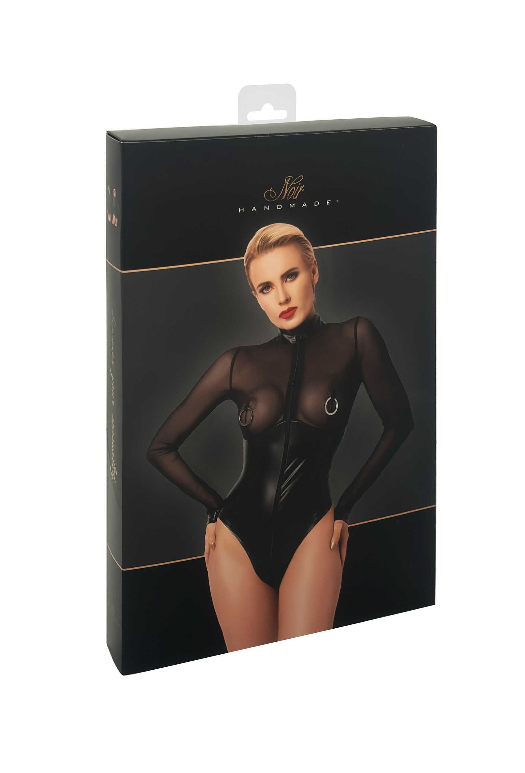 Body transparent en tulle avec anneaux métalliques - Noir Handmade – Image 9