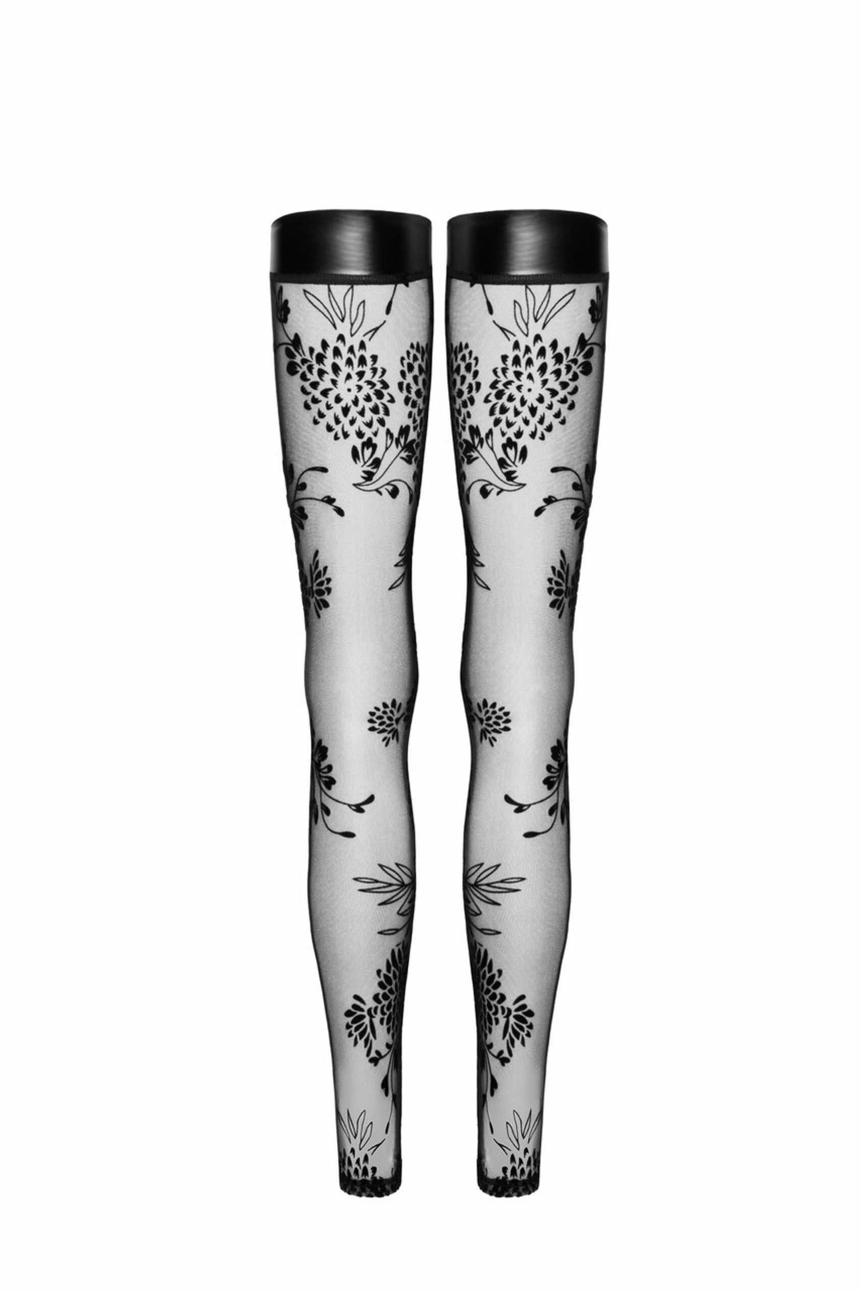 Bas autofixants en tulle à broderie florale - Noir Handmade – Image 5