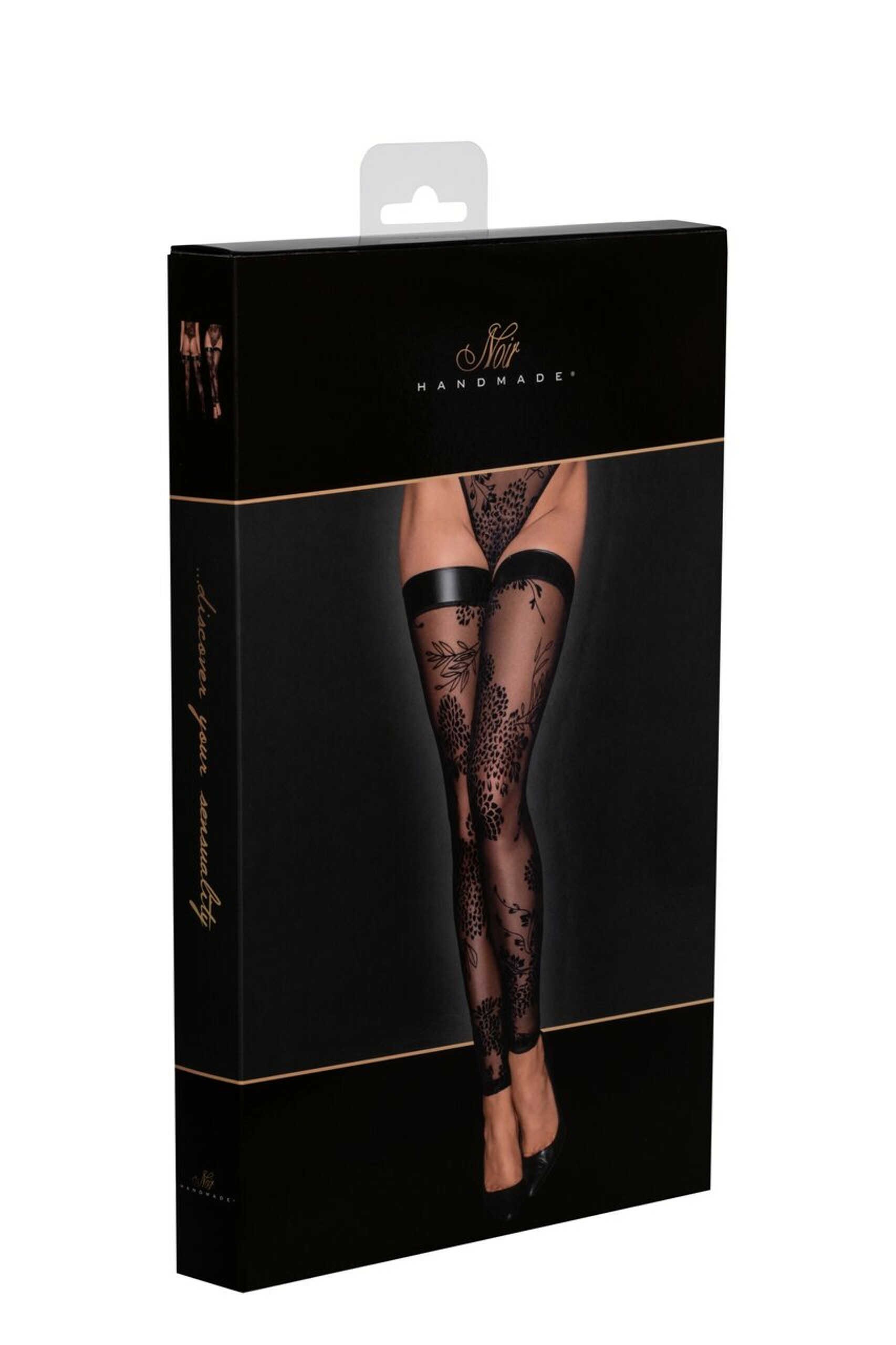 Bas autofixants en tulle à broderie florale - Noir Handmade – Image 6