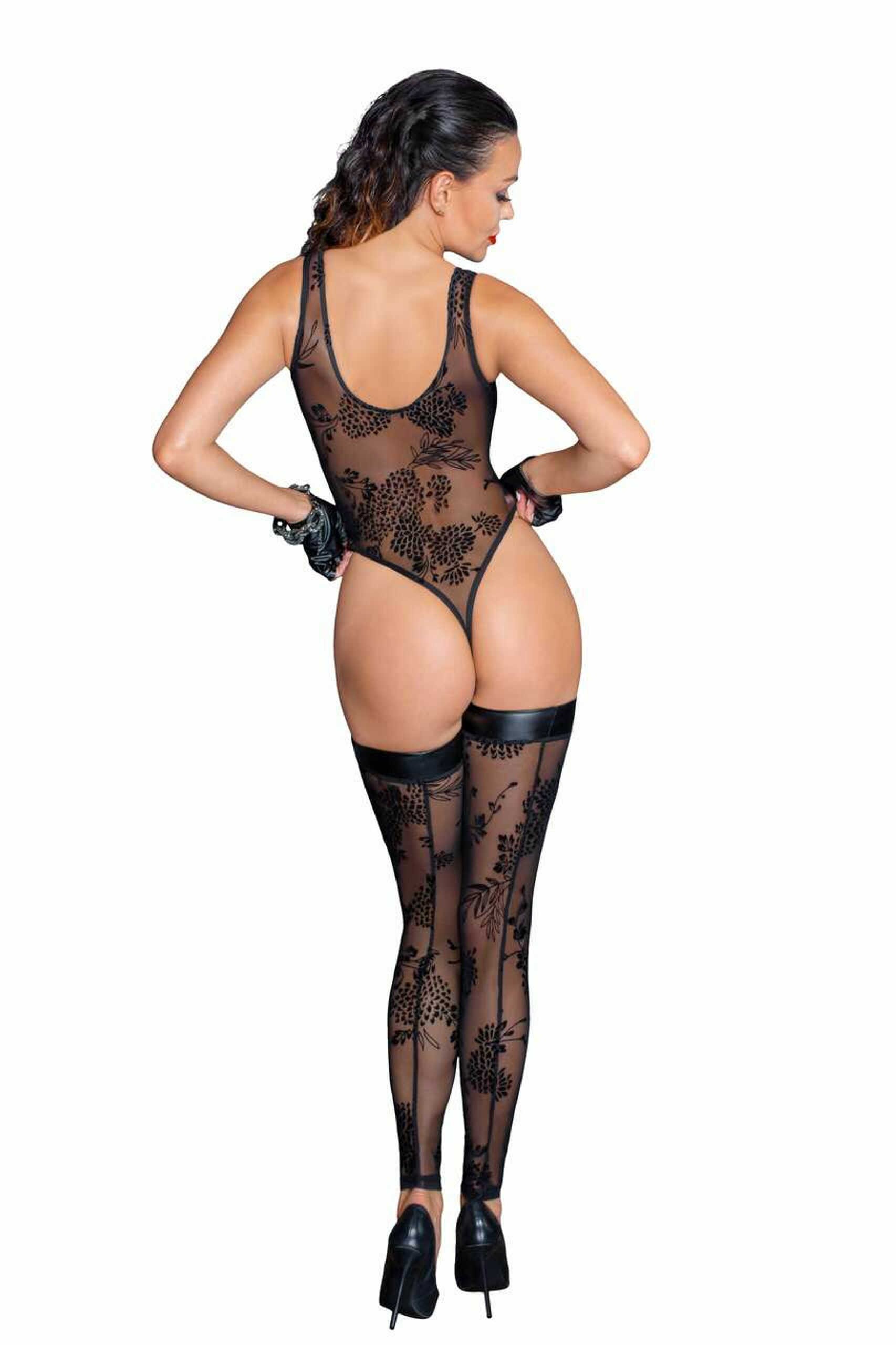 Body en tulle à broderie florale - Noir Handmade – Image 2