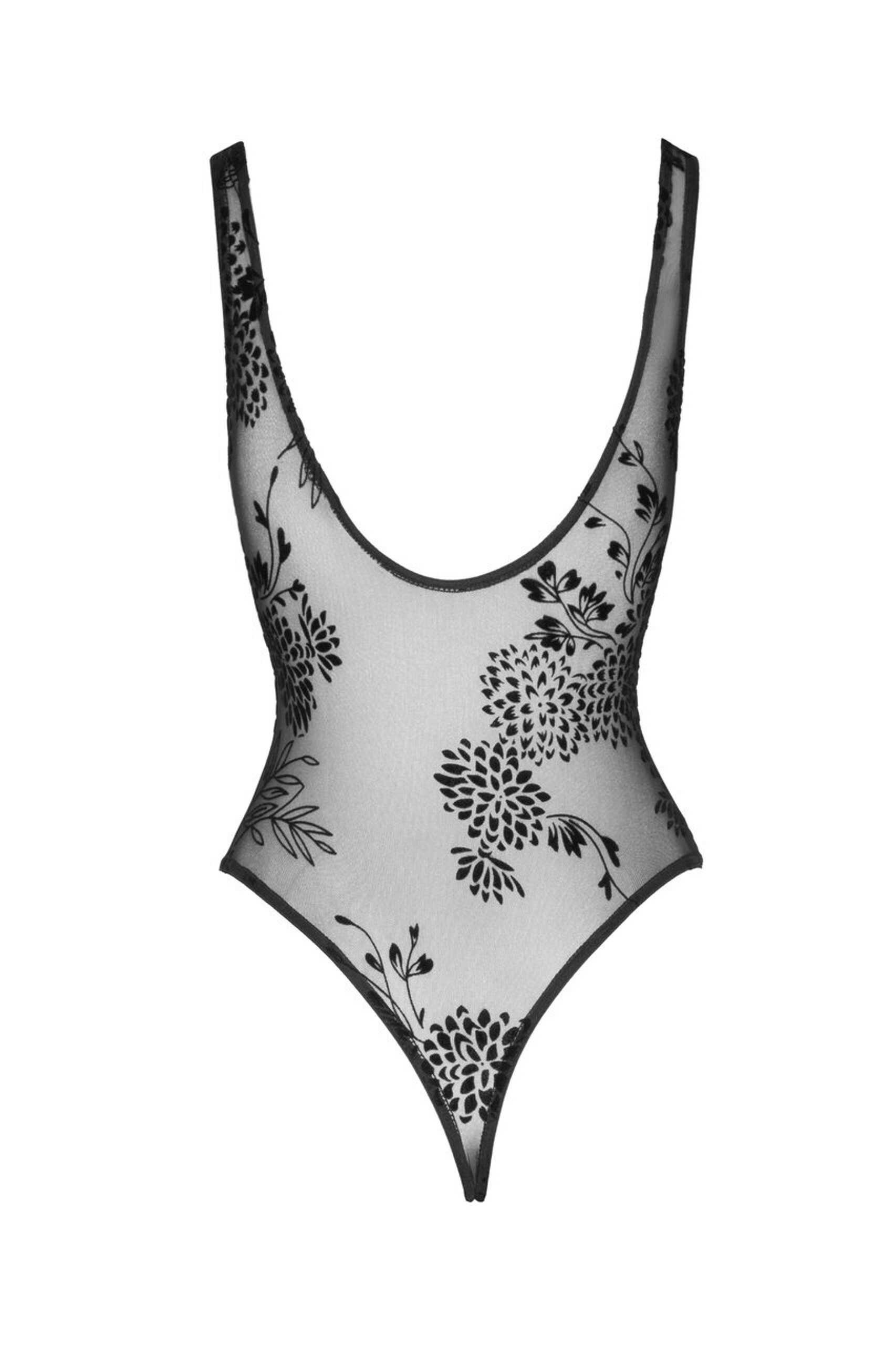 Body en tulle à broderie florale - Noir Handmade – Image 5