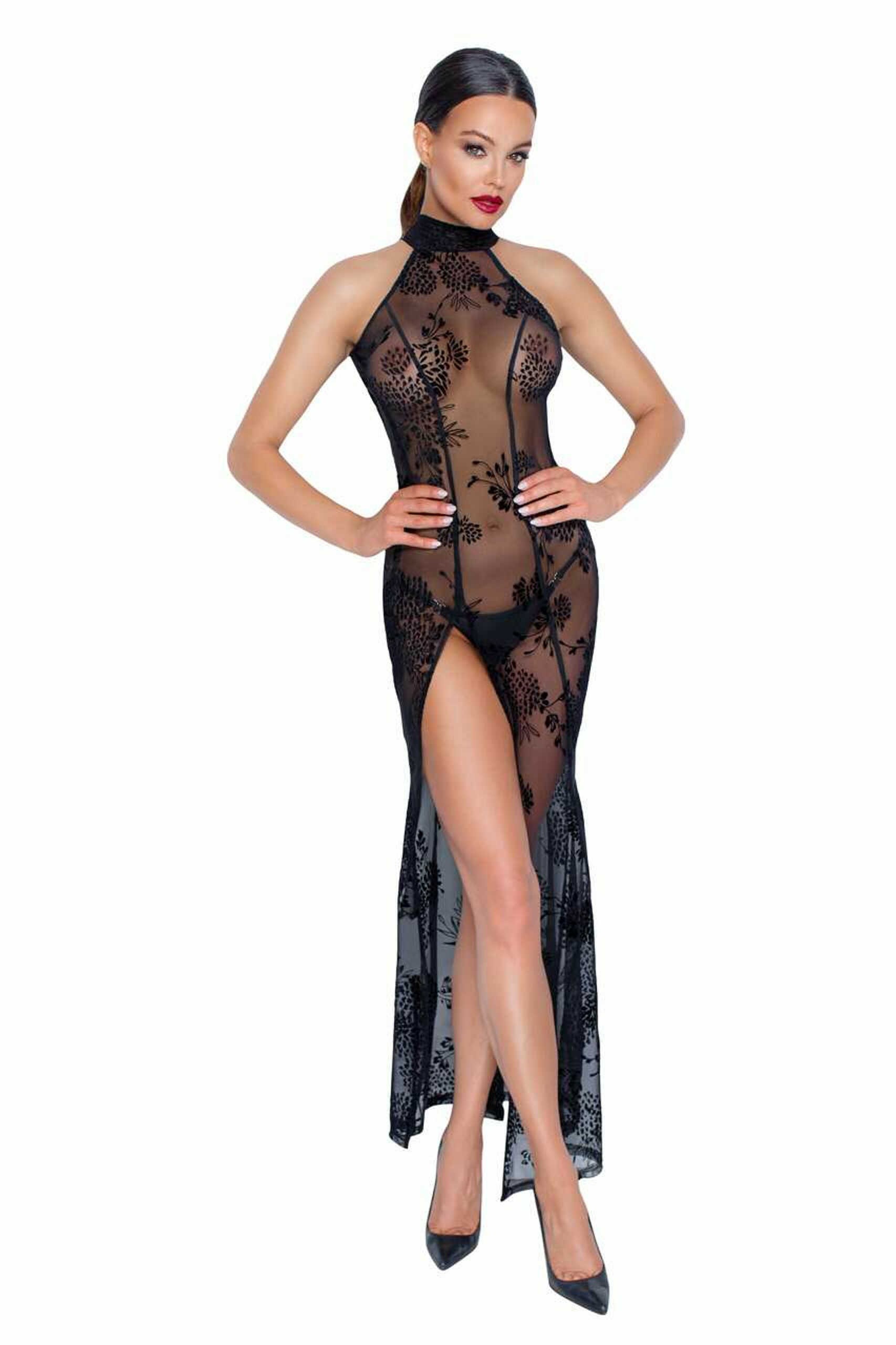 Robe longue en tulle transparent - Noir Handmade