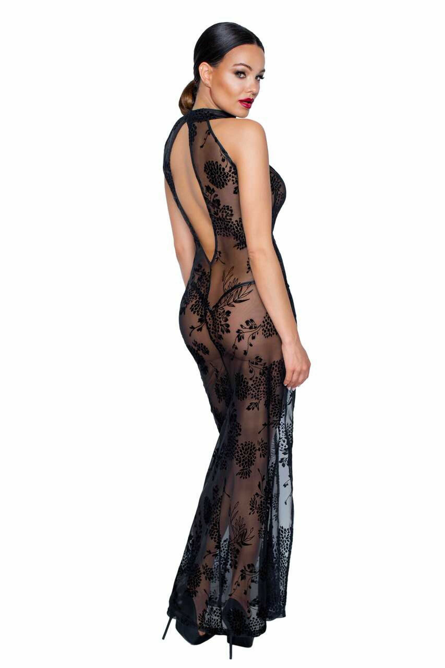 Robe longue en tulle transparent - Noir Handmade – Image 2