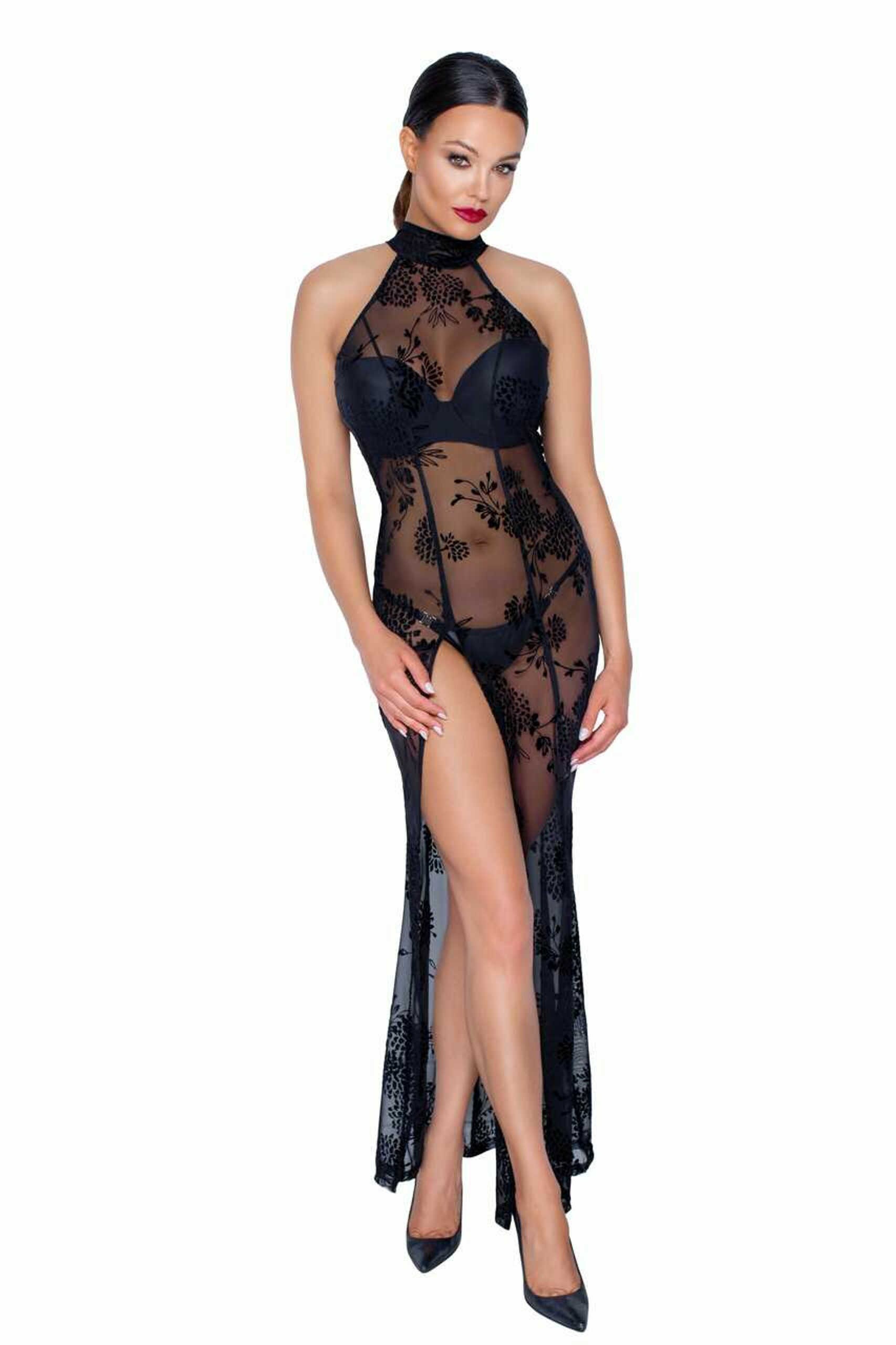 Robe longue en tulle transparent - Noir Handmade – Image 3