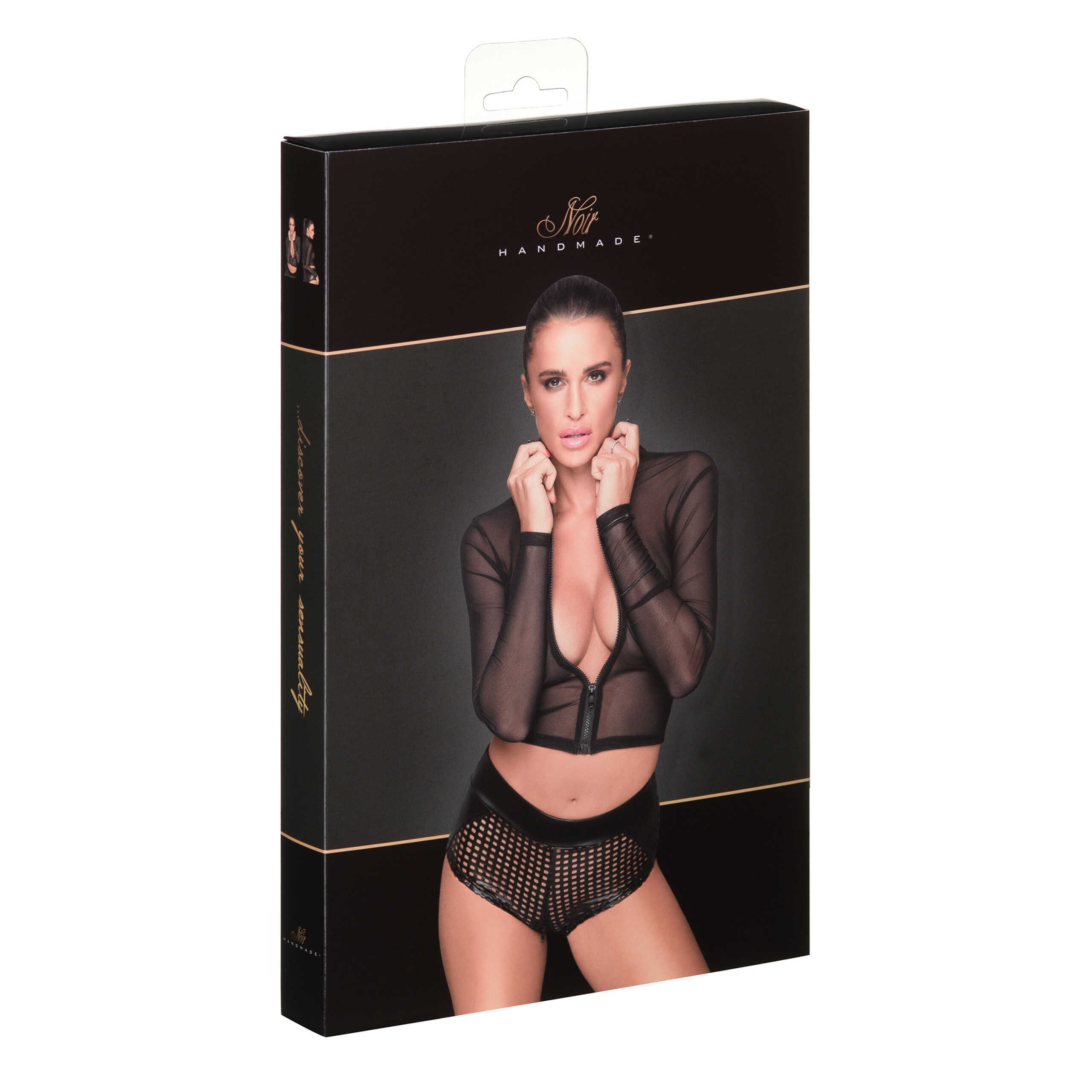 Top en tulle transparent avec fermeture éclair - Noir Handmade – Image 4