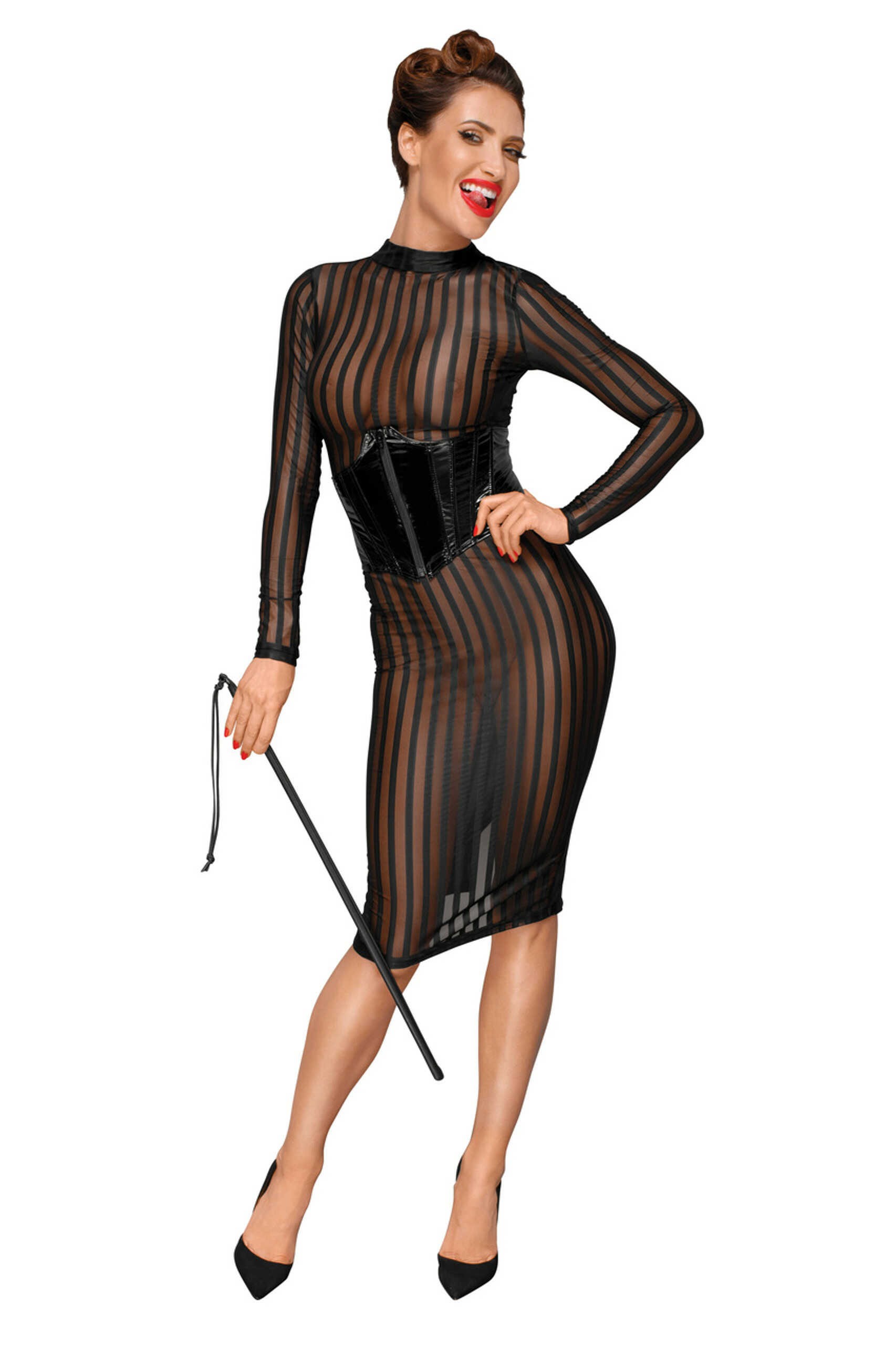 Corset serre-taille en PVC à laçage réglable - Noir Handmade – Image 5